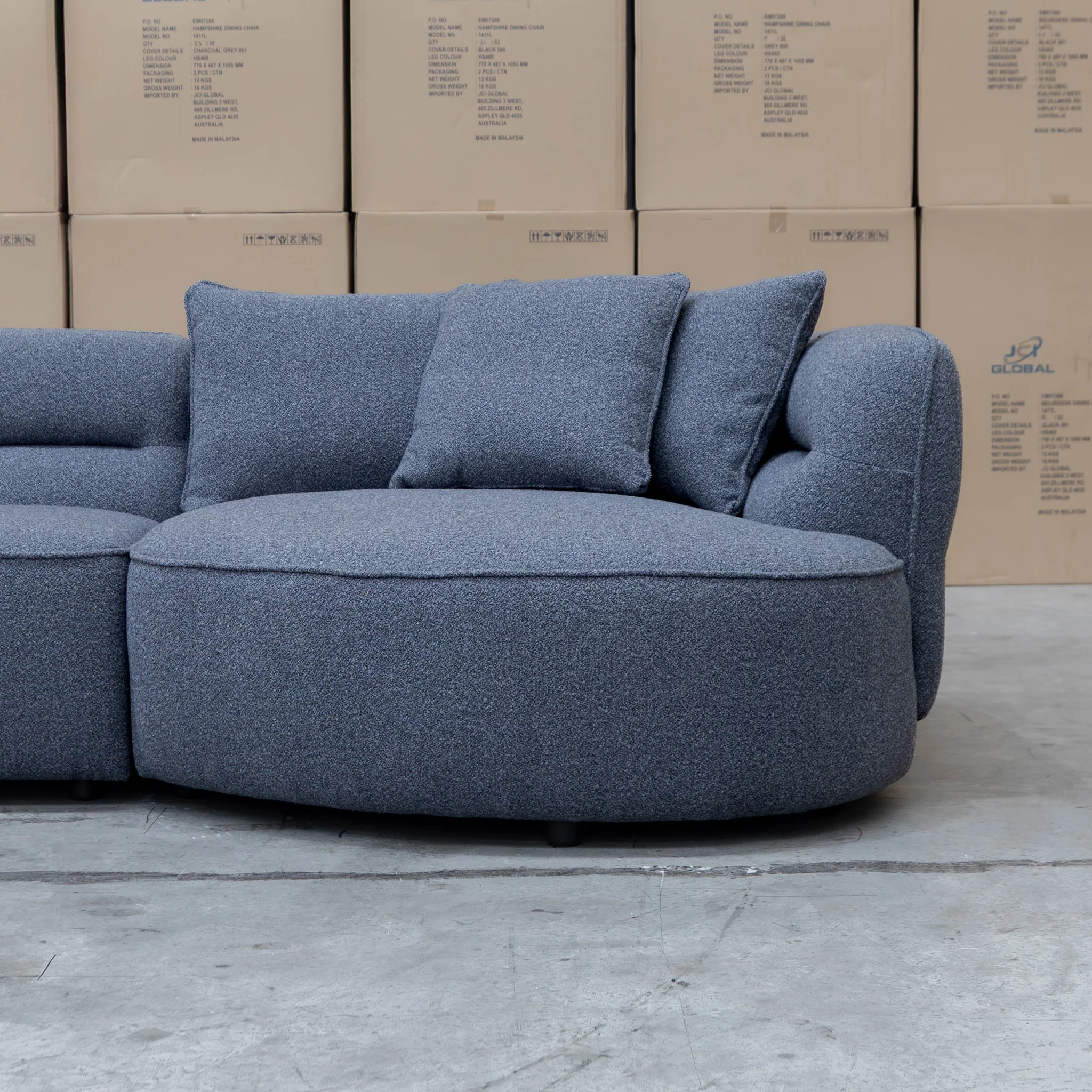 Aspen Curved RHF Chaise Lounge - Charcoal - Image 3