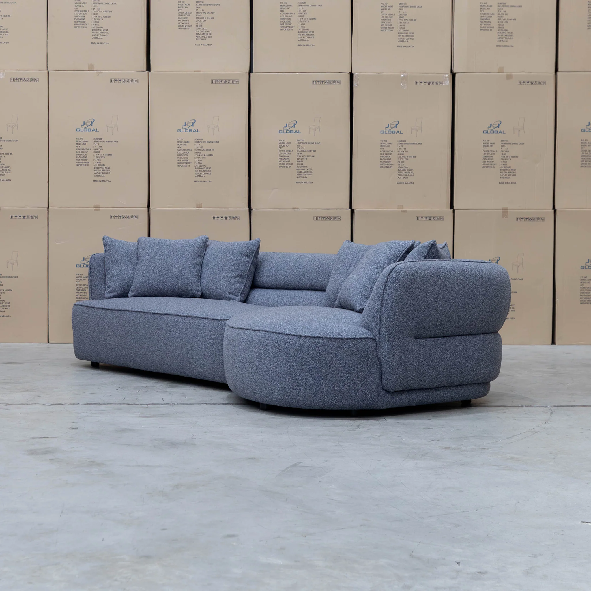 Aspen Curved RHF Chaise Lounge - Charcoal - Image 4