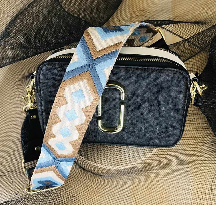 Bo Ho - Blue & Beige - Bag Strap - Gold Hardware - Image 3