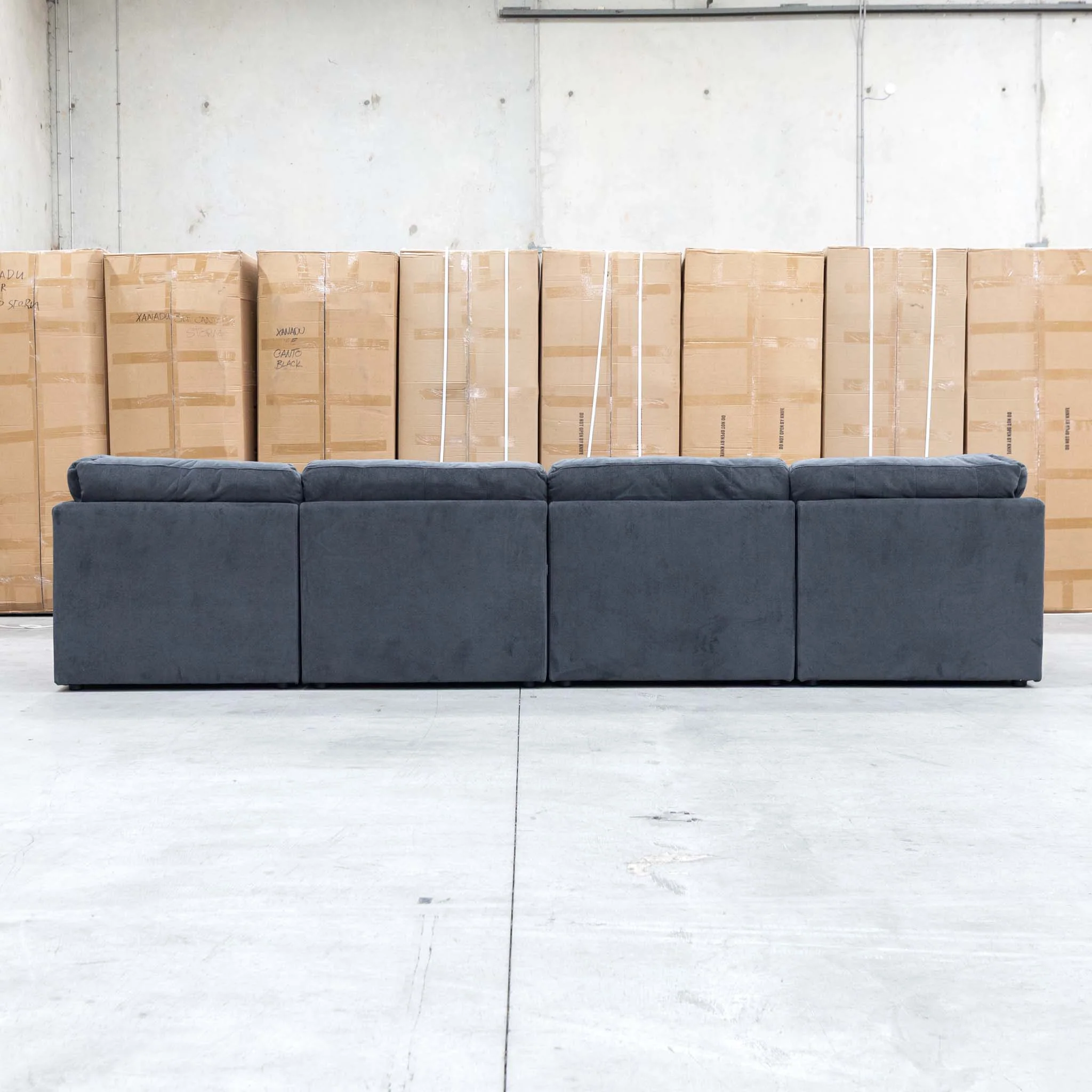 Easton Modular Corner Lounge with Ottoman - Dark Grey - Image 7