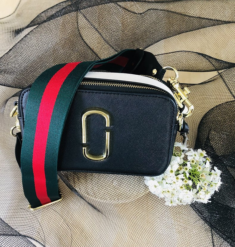 Green & Red Stripe - Bag Strap - Gold Hardware - Image 4