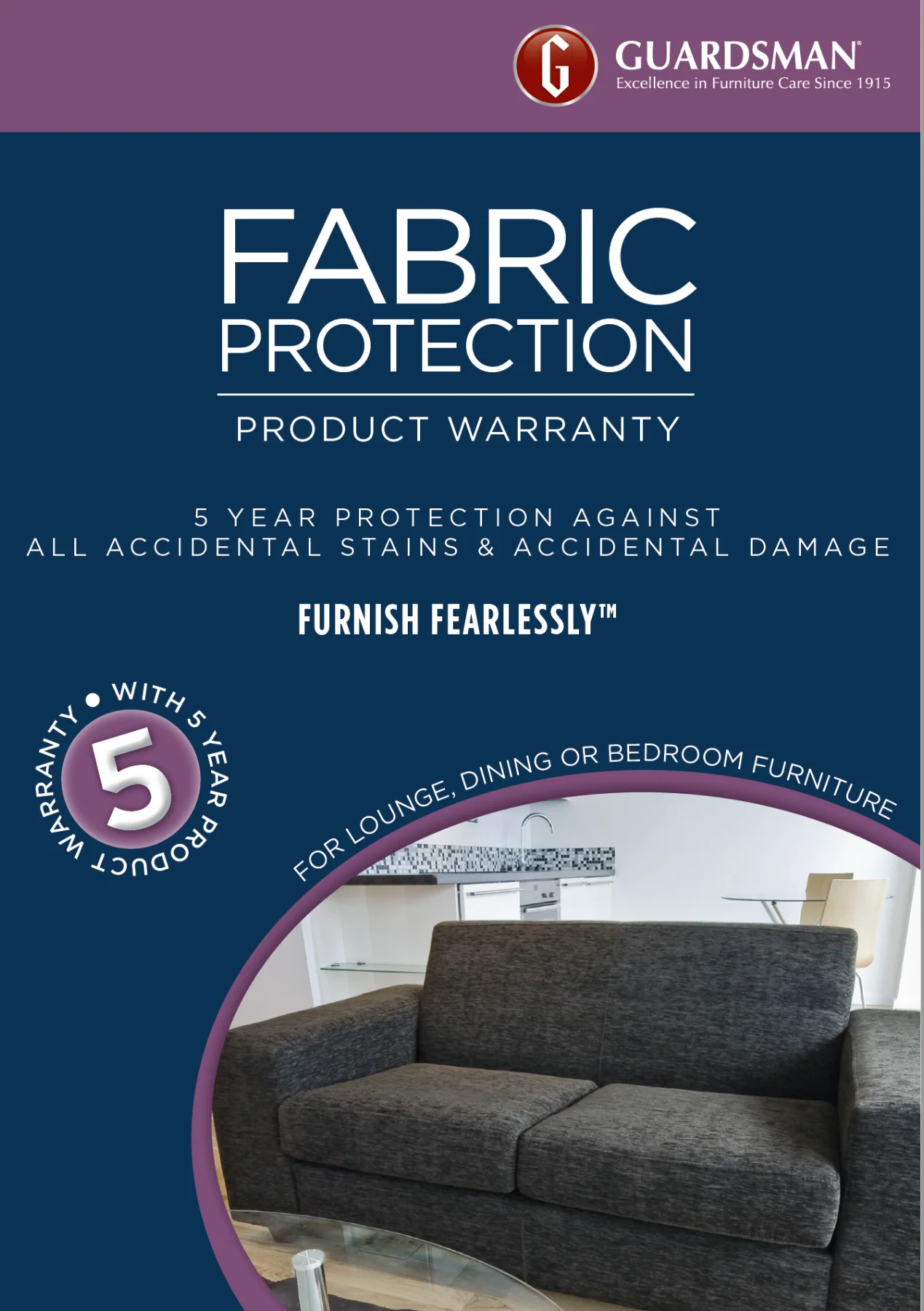 Guardsman 5 Year Fabric Lounge Warranty Kit - 5 to 8 Seats - Image 3