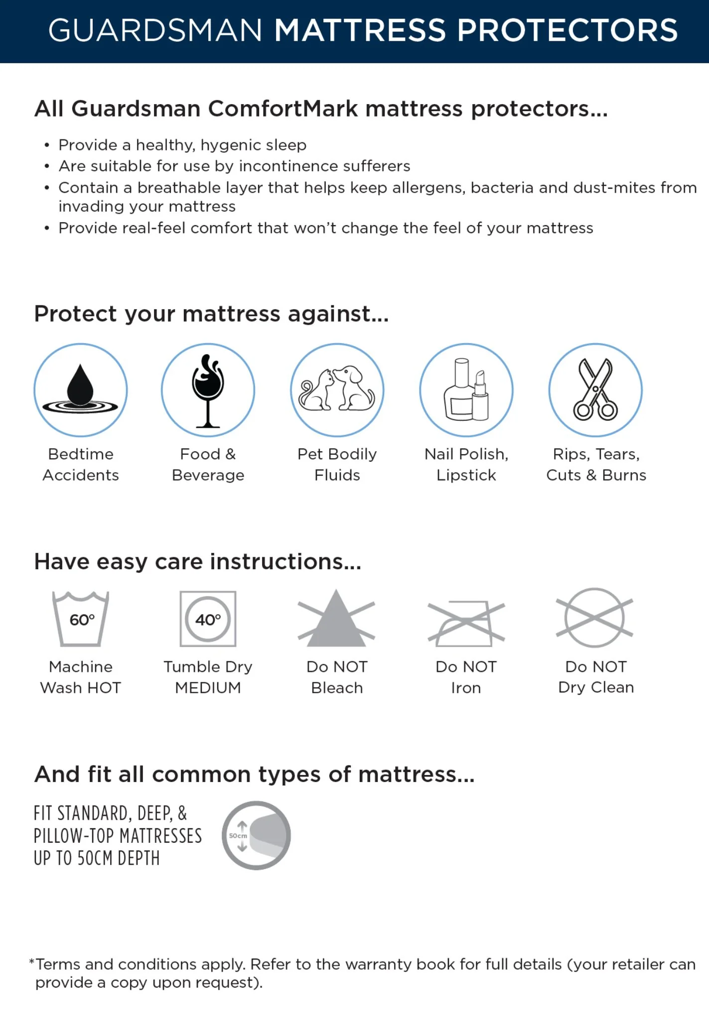 Guardsman ComfortMark Tencel Mattress Protector - 10 Year Warranty - Single - Image 5