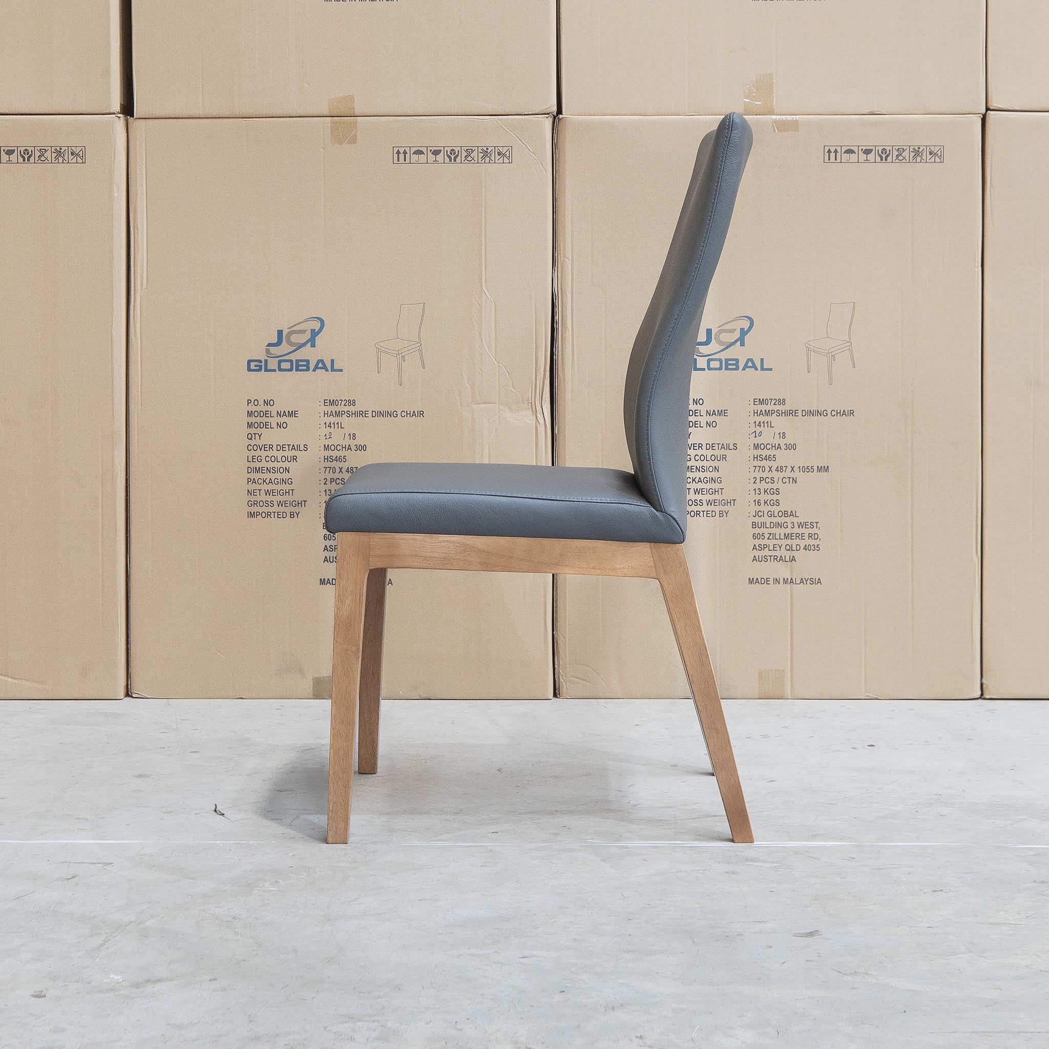 Hampshire Leather Dining Chair - Charcoal - Image 5