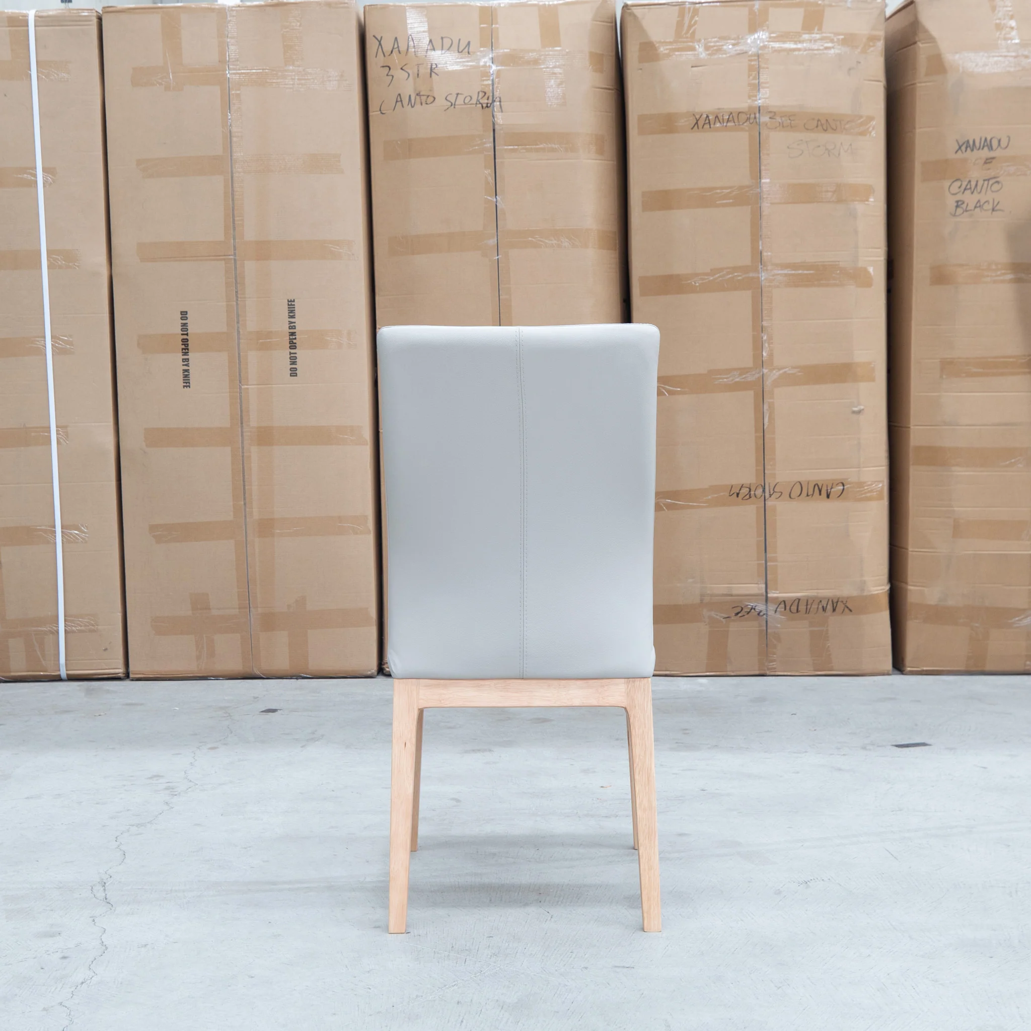 Hampshire Leather Dining Chair - Light Grey - Image 4