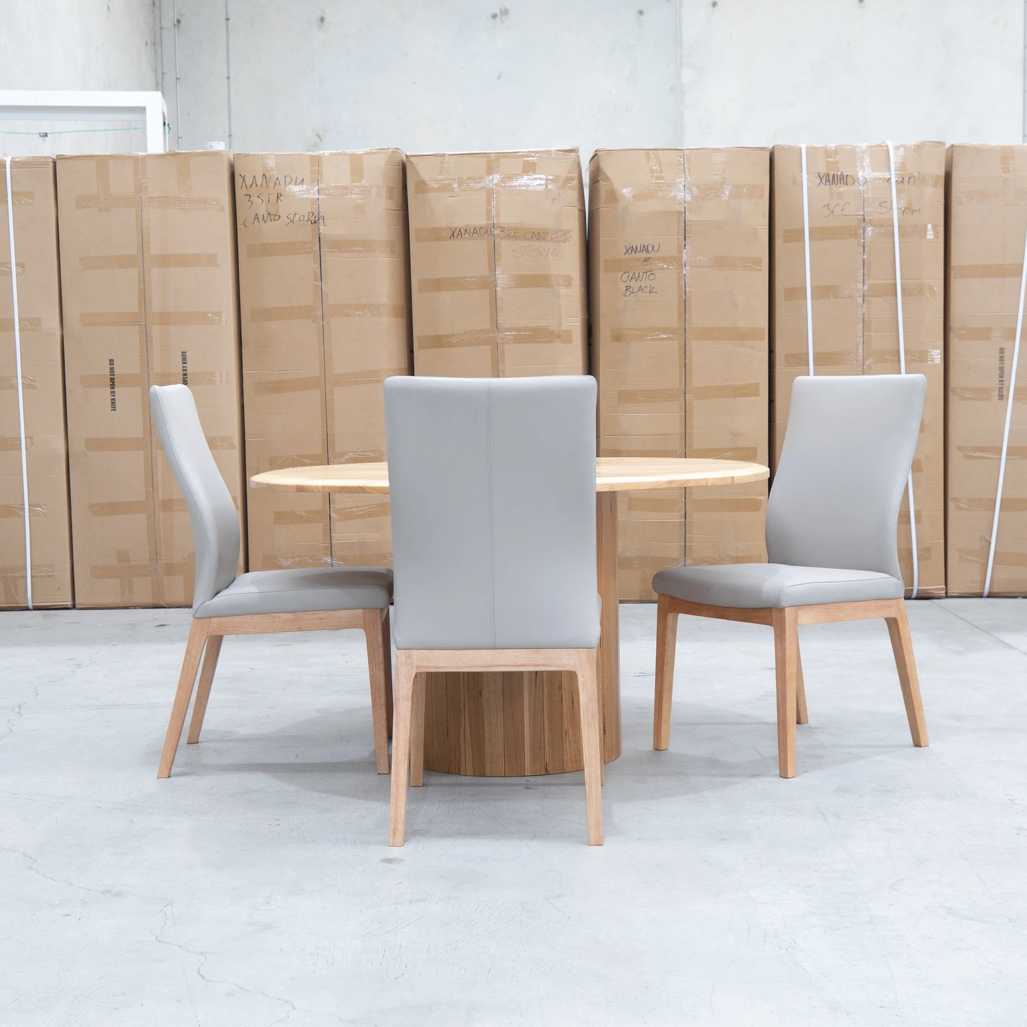 Hampshire Leather Dining Chair - Light Grey - Image 5