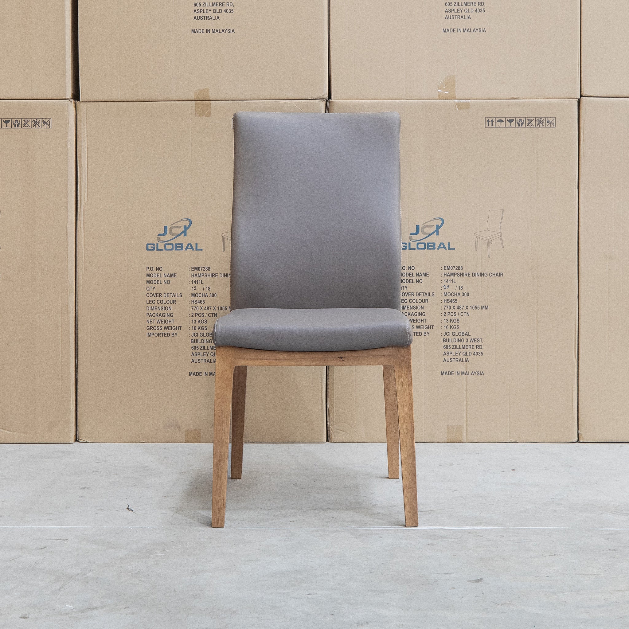 Hampshire Leather Dining Chair - Mocha - Image 3