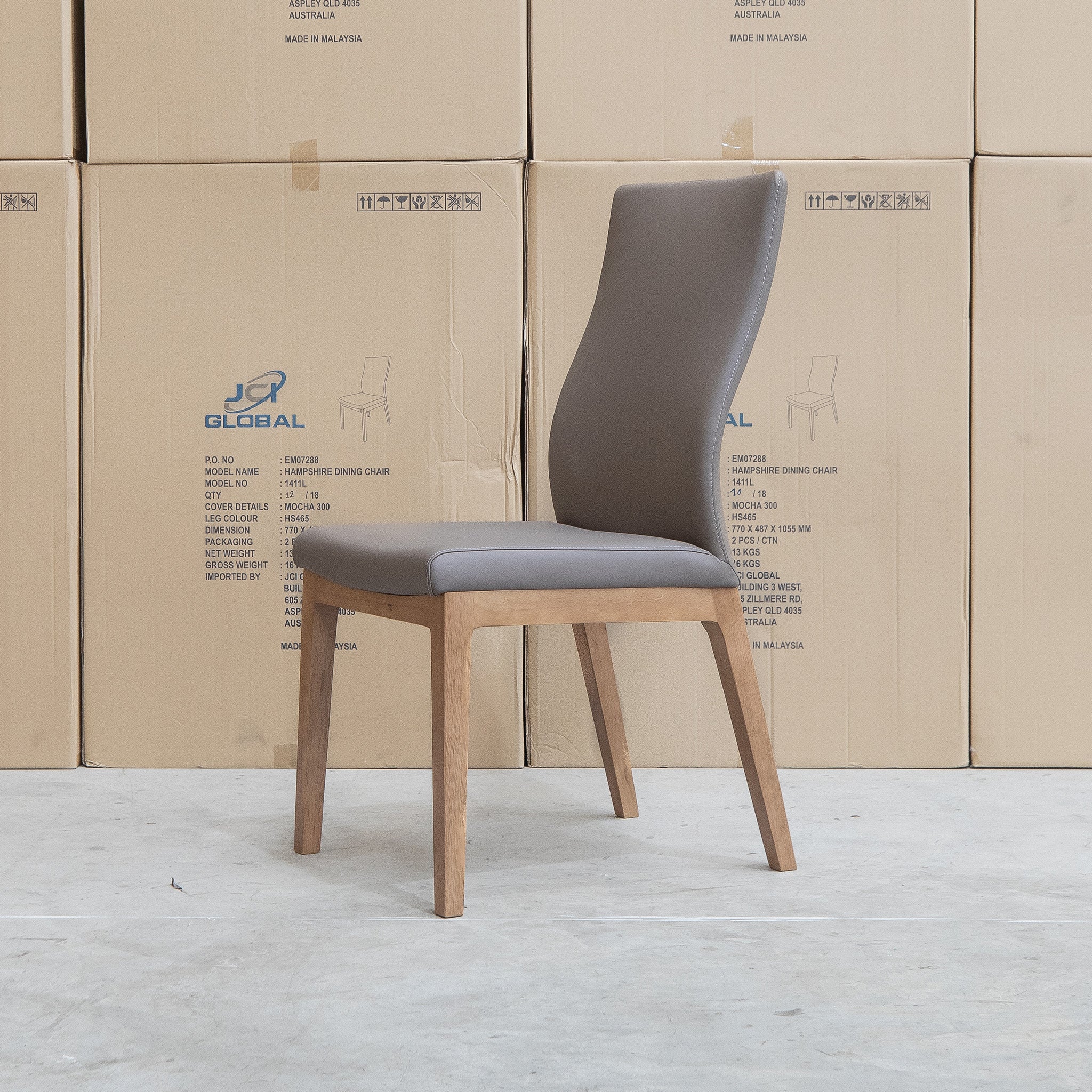 Hampshire Leather Dining Chair - Mocha - Image 5