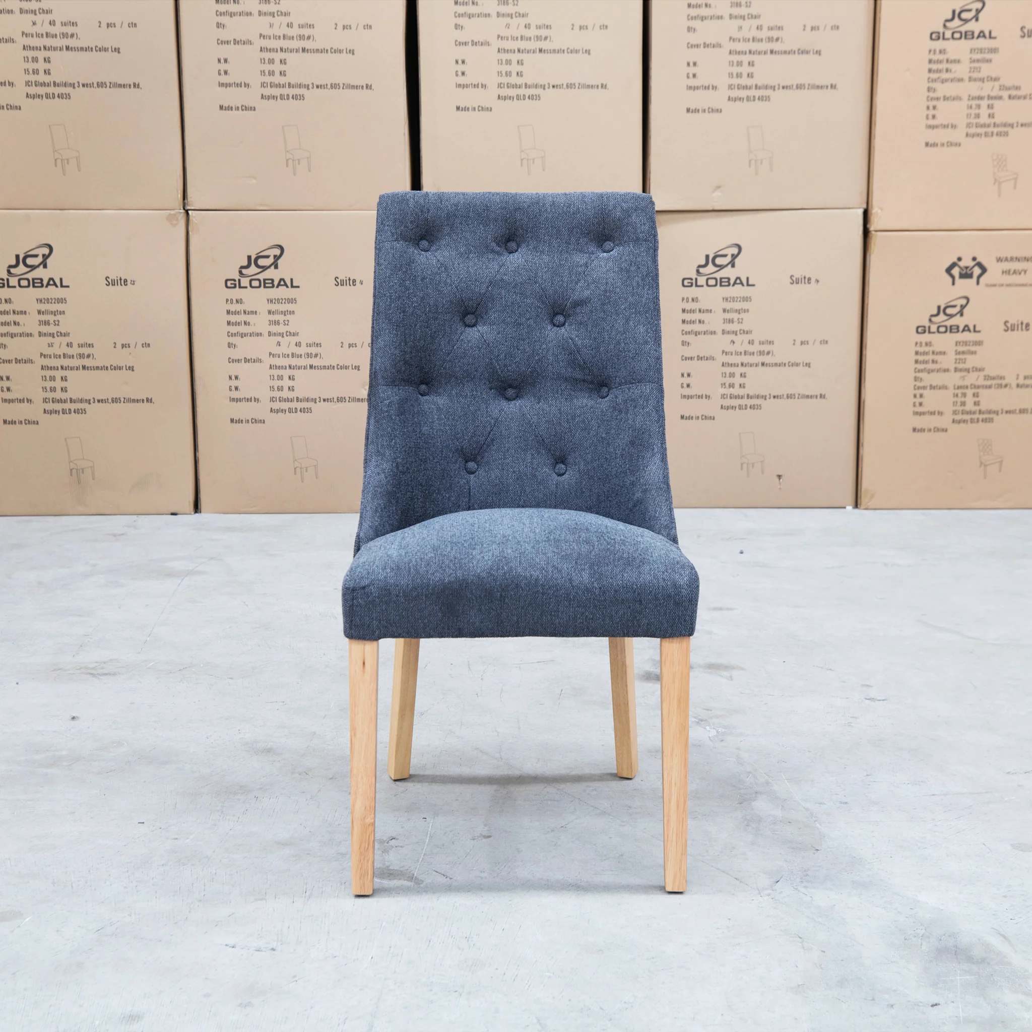 Island Oak Dining Chair - Natural - Lance Charcoal - Image 3