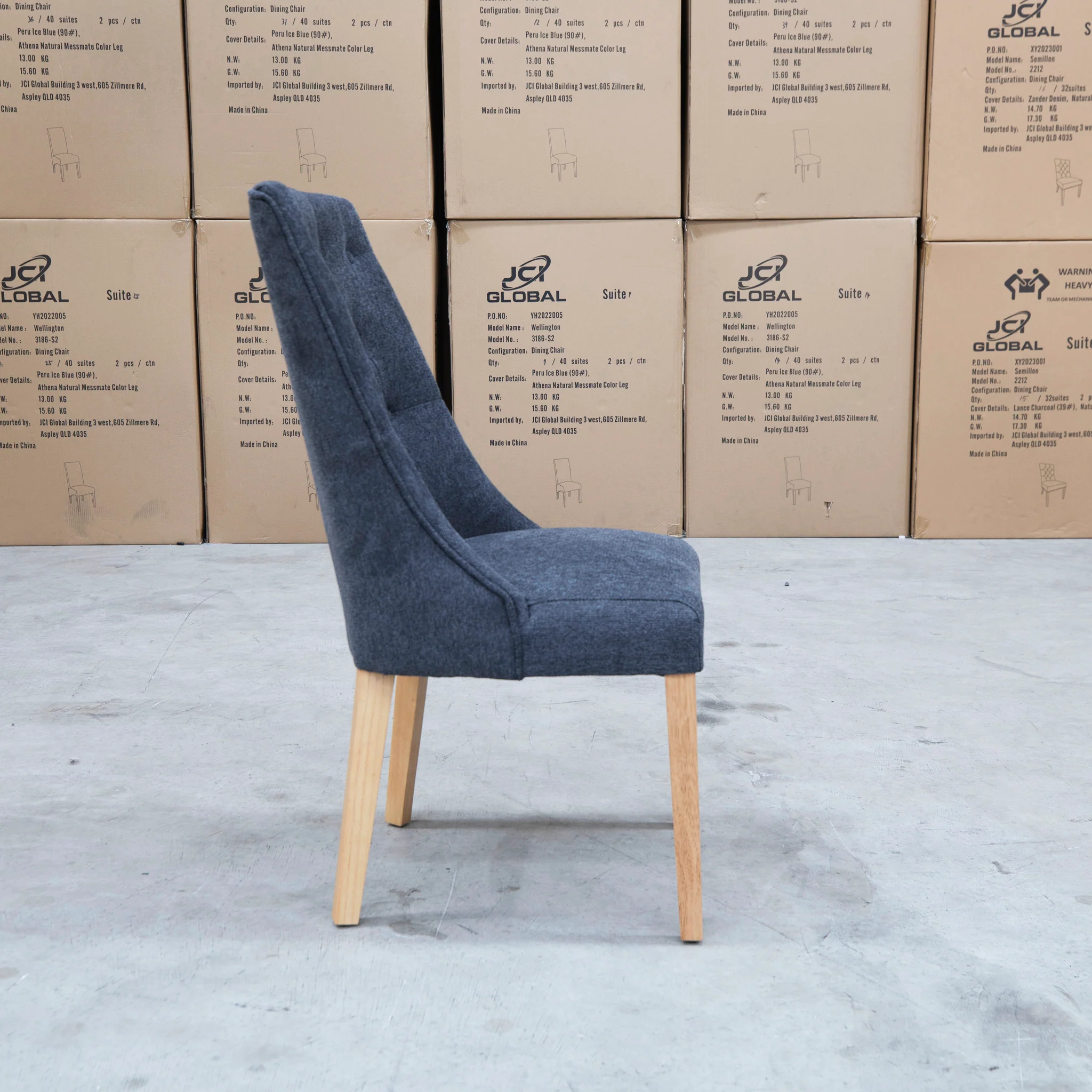 Island Oak Dining Chair - Natural - Lance Charcoal - Image 5