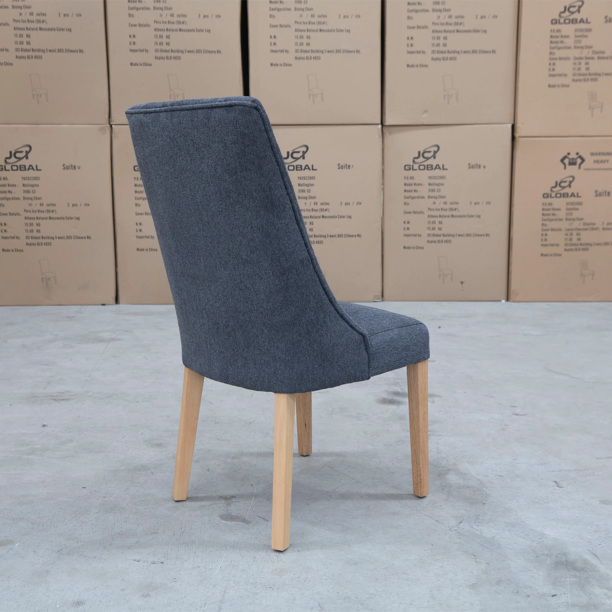 Island Oak Dining Chair - Natural - Lance Charcoal - Image 7