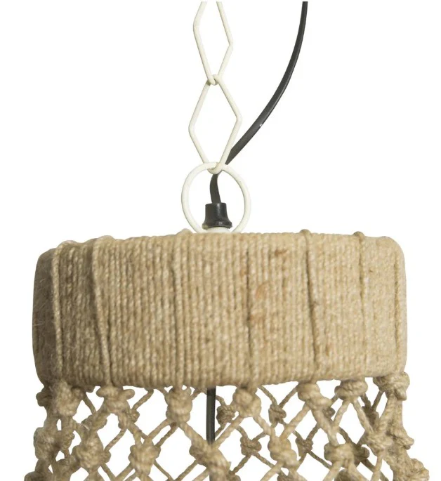Large Three Tier Jute and Iron Chandelier  -  Natural  - MS26 - Available In-Store Only - Image 3