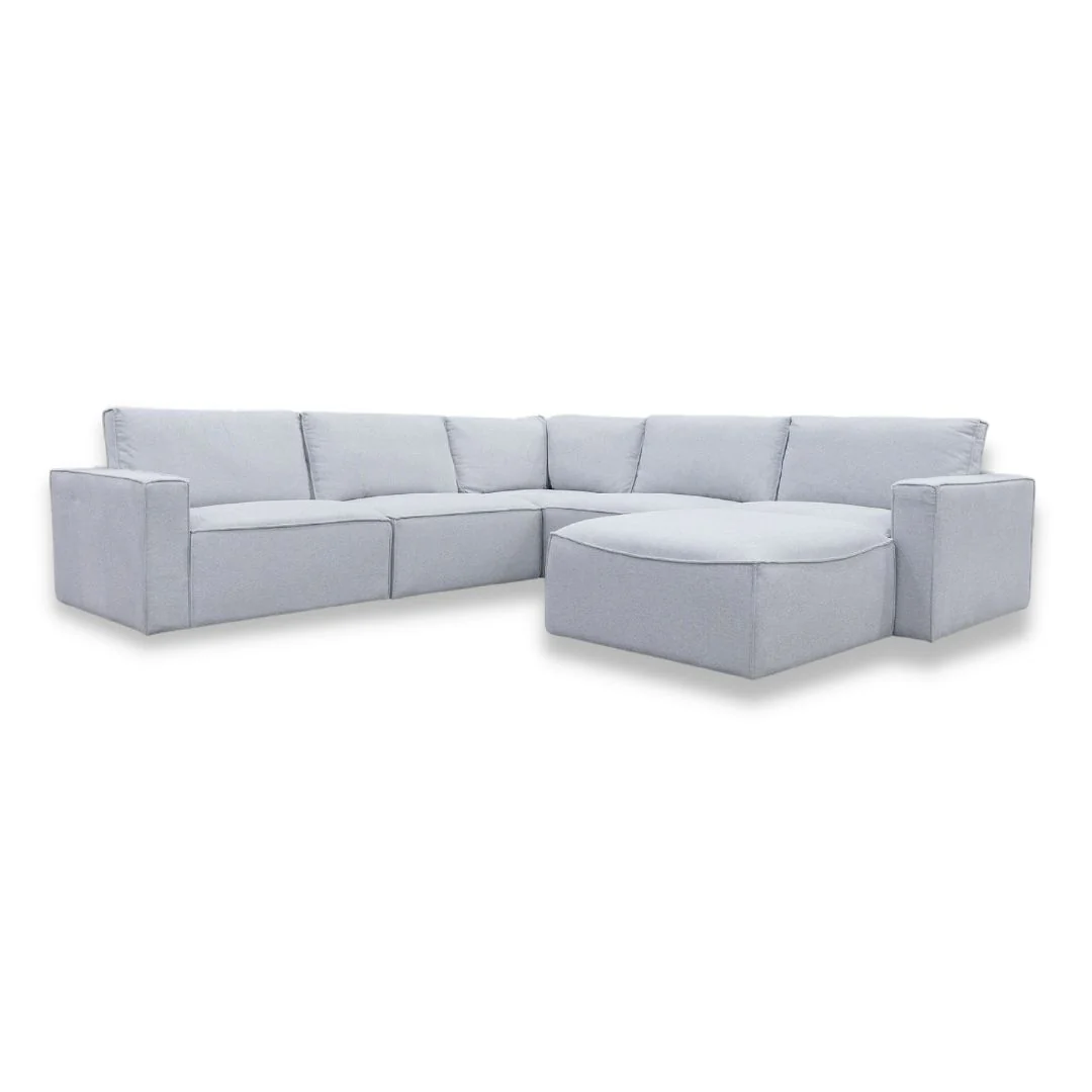 Layne Modular Corner Lounge with Ottoman - Silver - Image 10