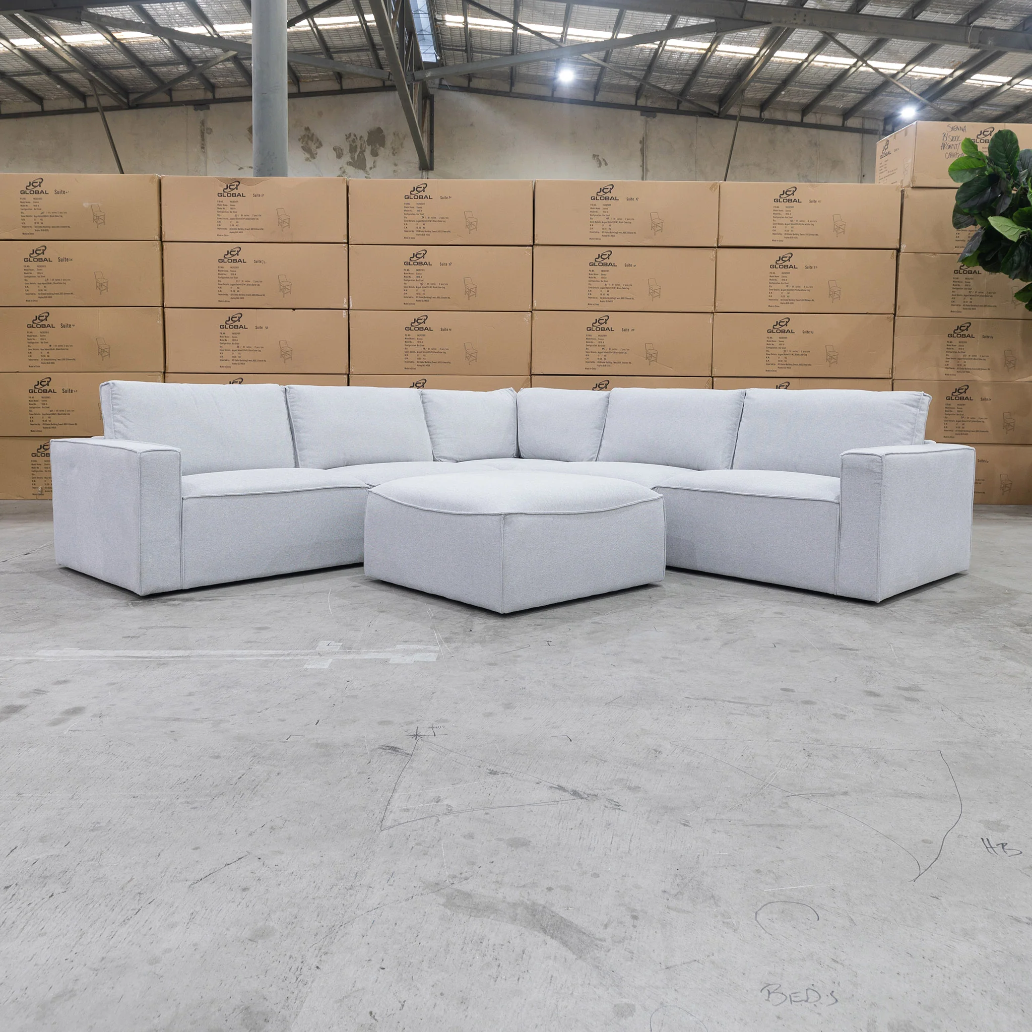 Layne Modular Corner Lounge with Ottoman - Silver - Image 3