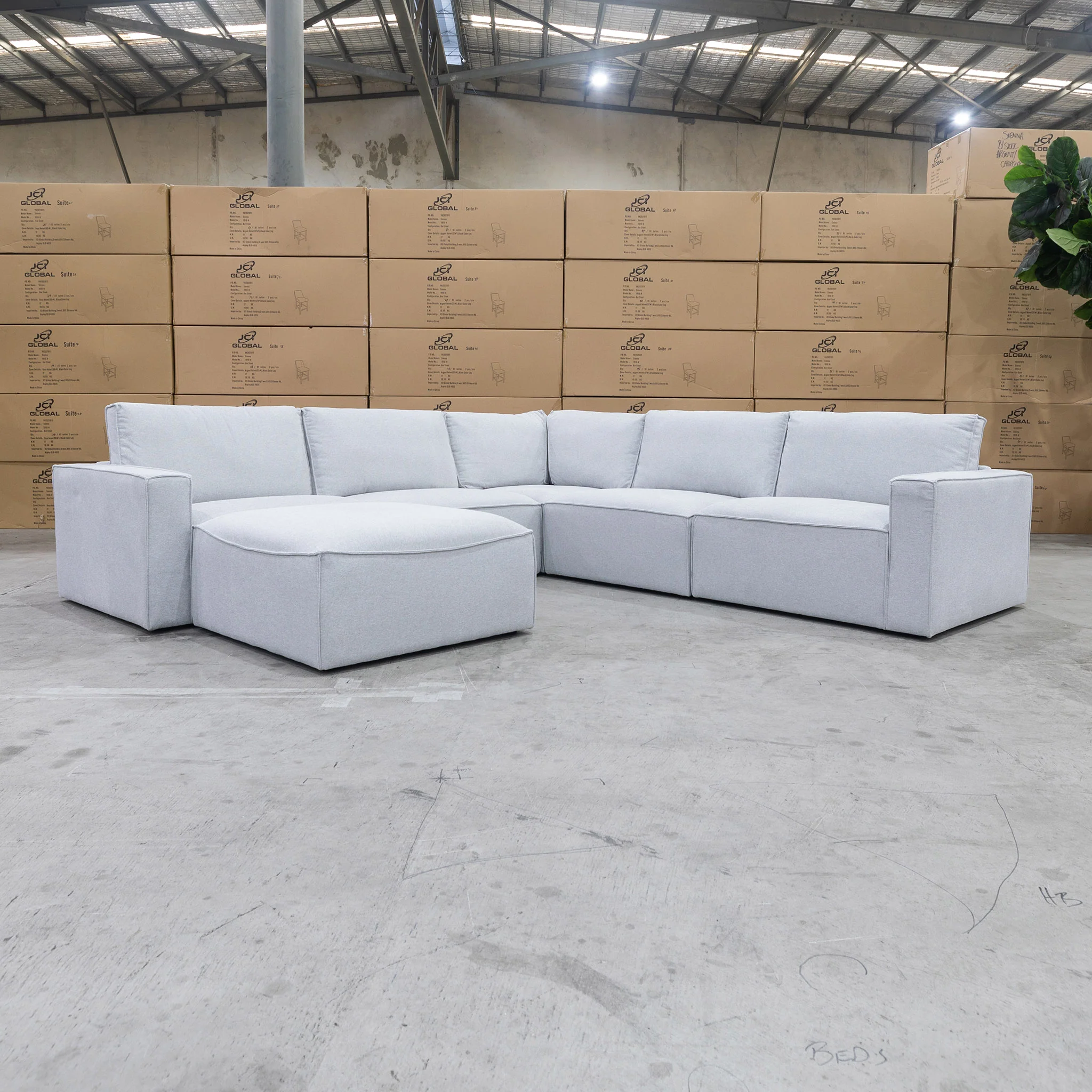 Layne Modular Corner Lounge with Ottoman - Silver - Image 4