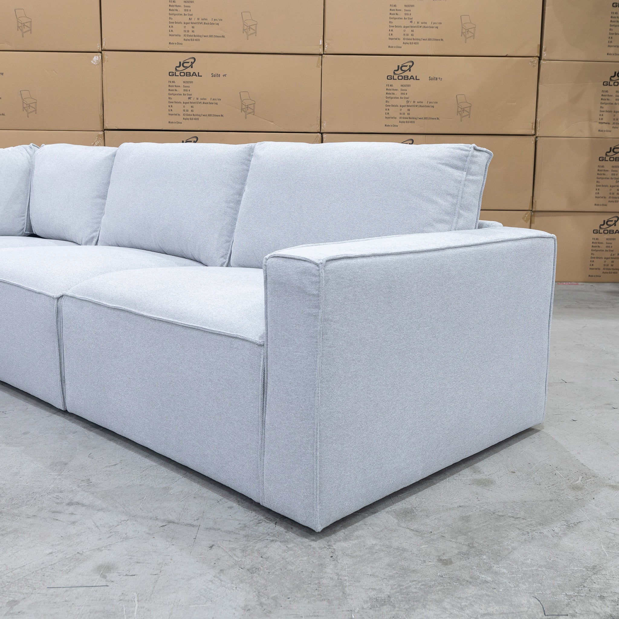 Layne Modular Corner Lounge with Ottoman - Silver - Image 5