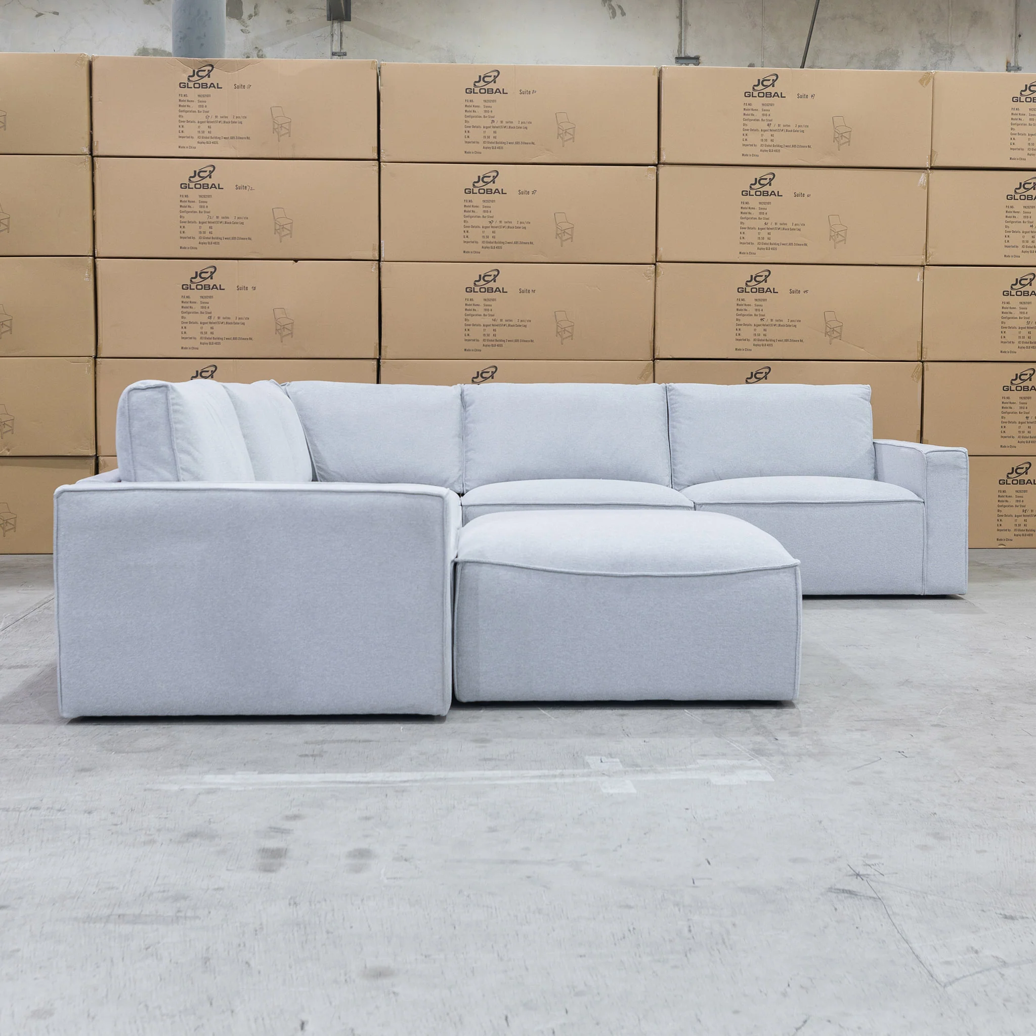 Layne Modular Corner Lounge with Ottoman - Silver - Image 6