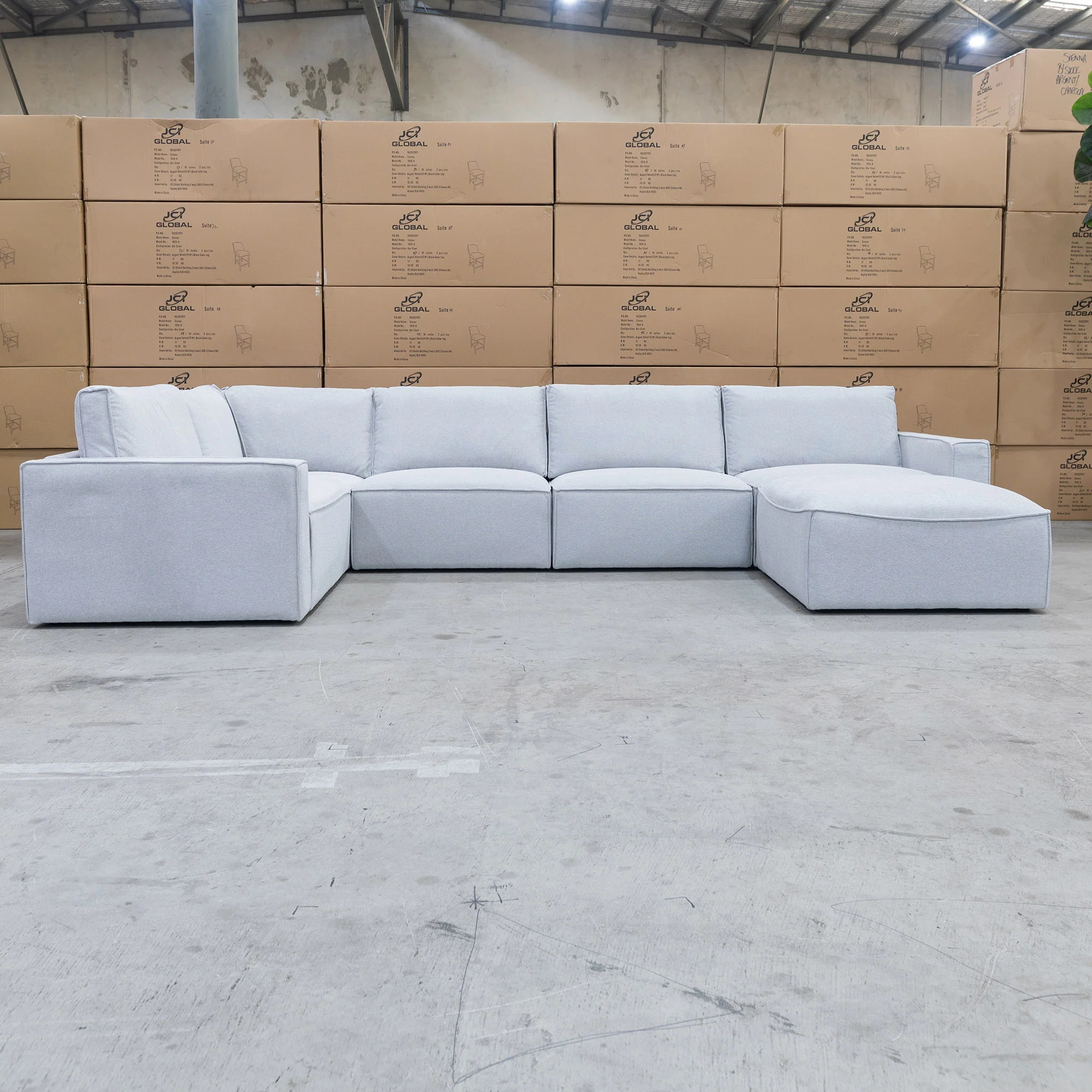 Layne Modular Corner Lounge with Ottoman - Silver - Image 7