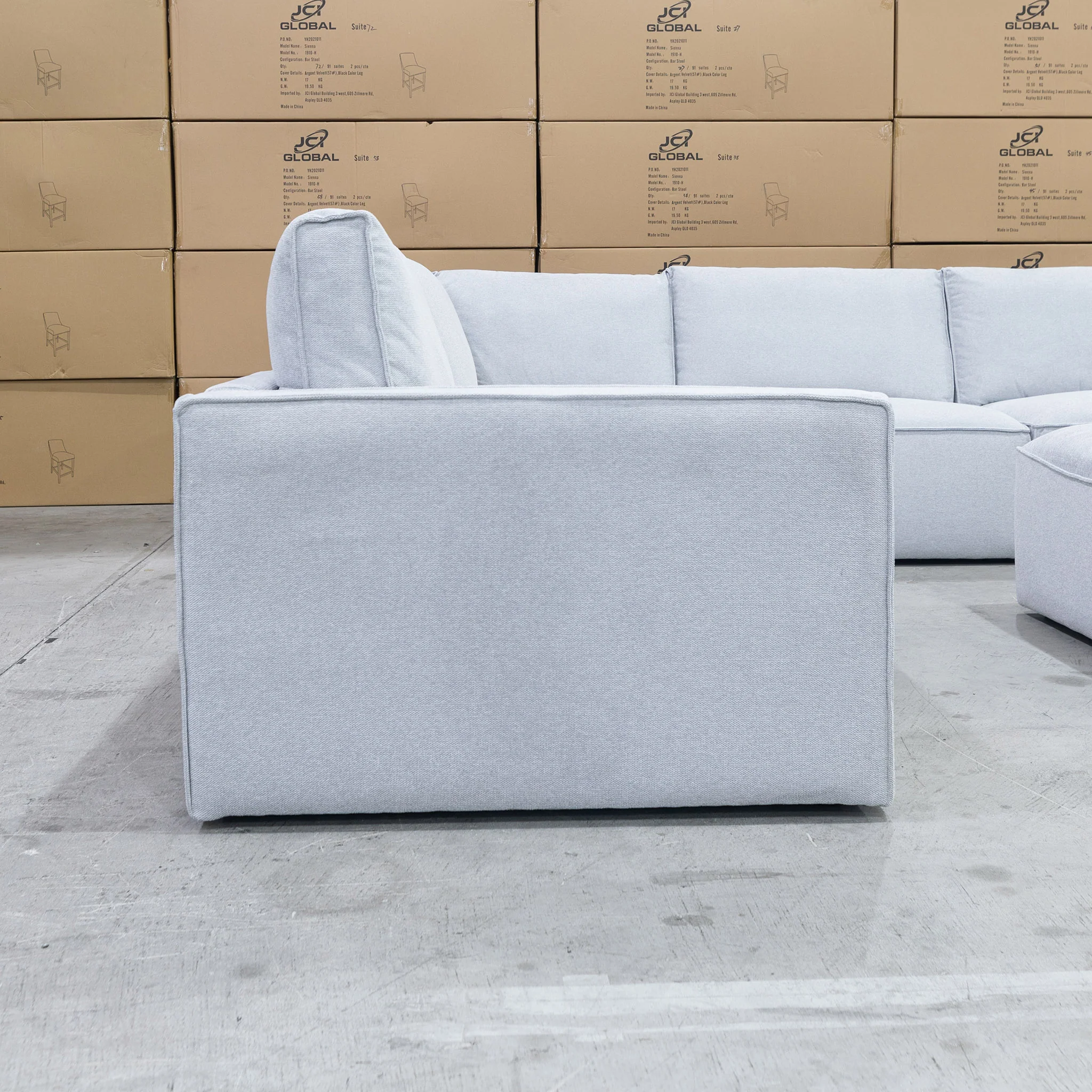 Layne Modular Corner Lounge with Ottoman - Silver - Image 8