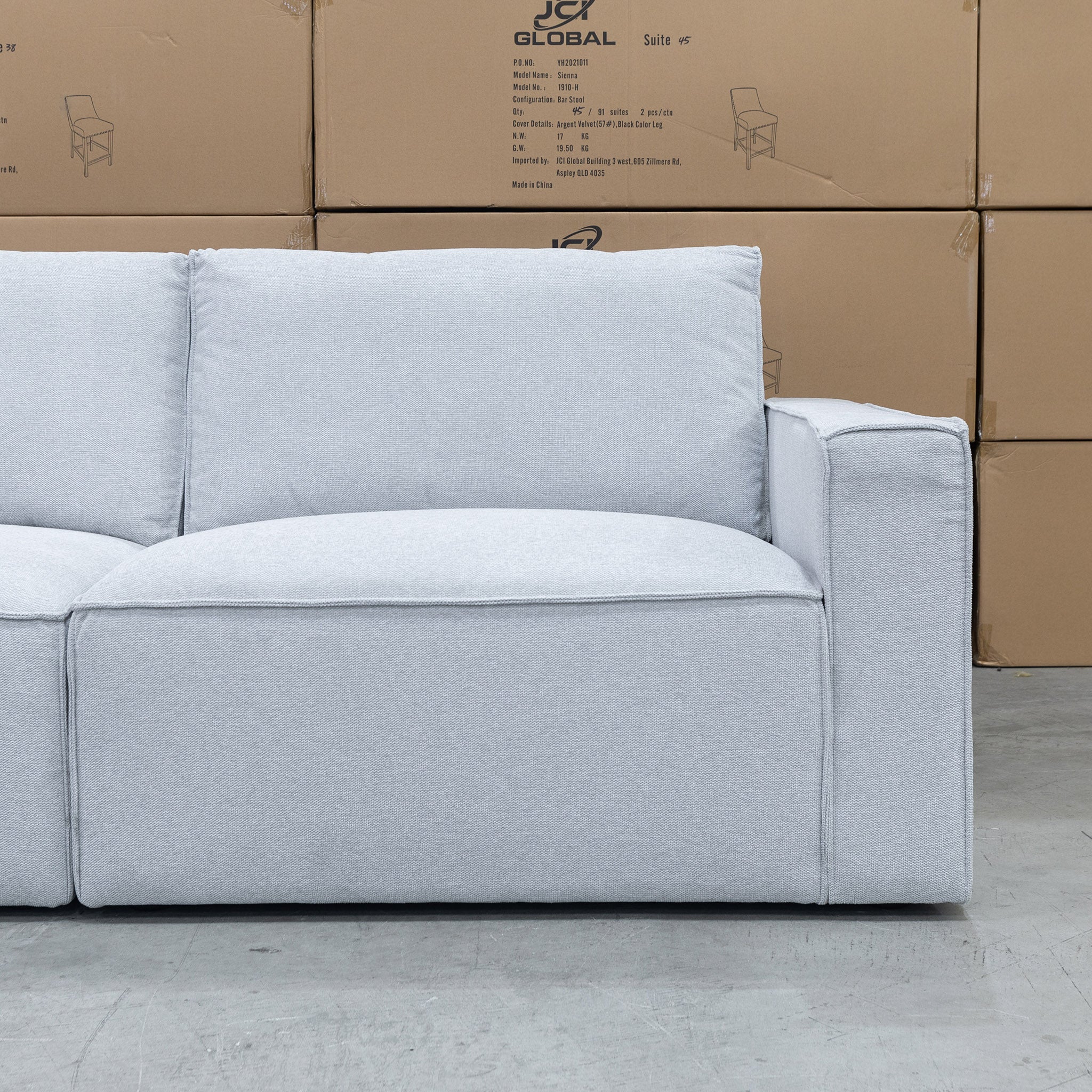 Layne Modular Corner Lounge with Ottoman - Silver - Image 9