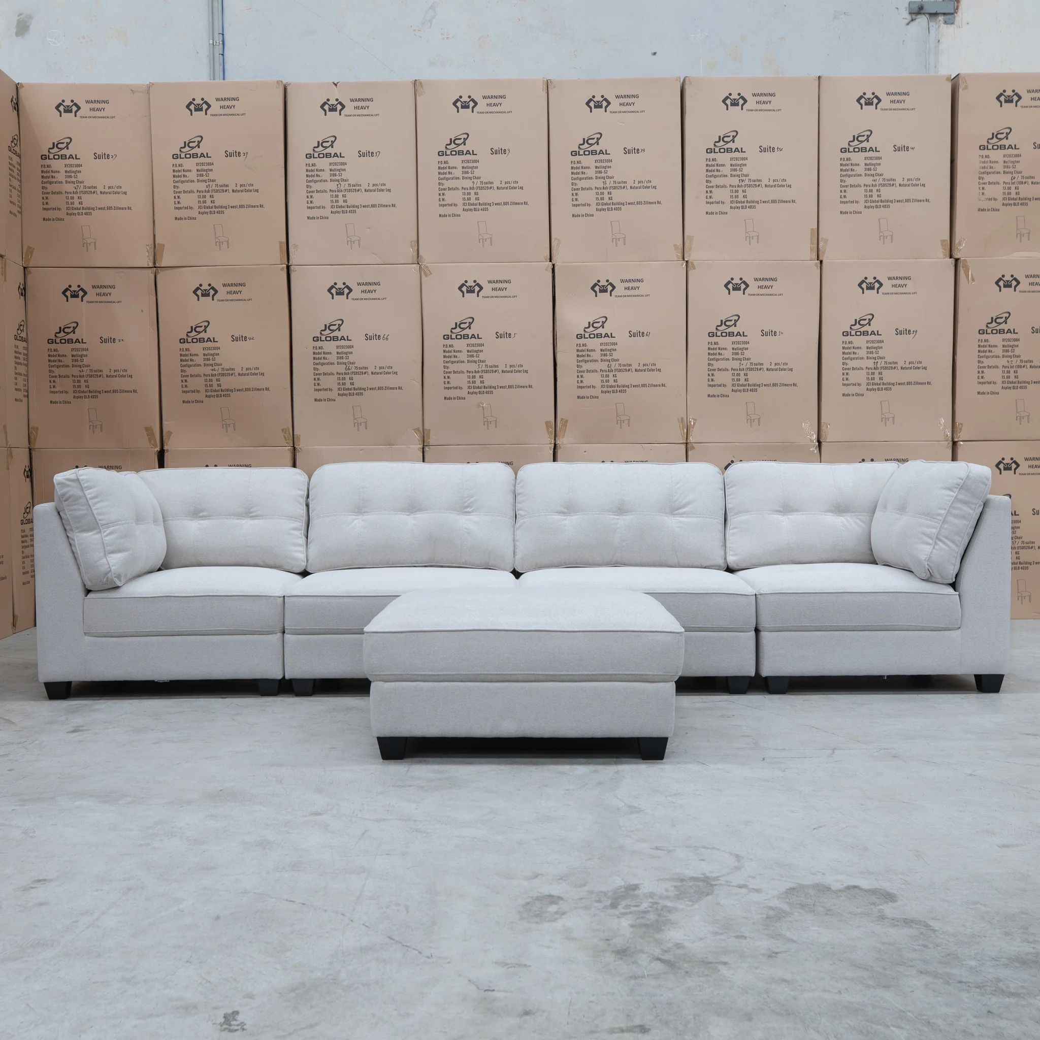 Malta Modular Corner Lounge with Ottoman - Oat - Image 10