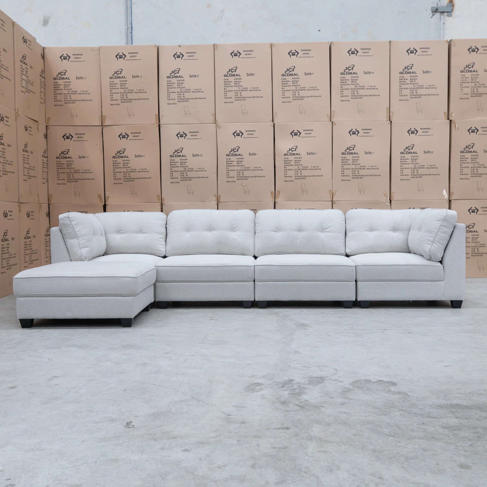 Malta Modular Corner Lounge with Ottoman - Oat - Image 11