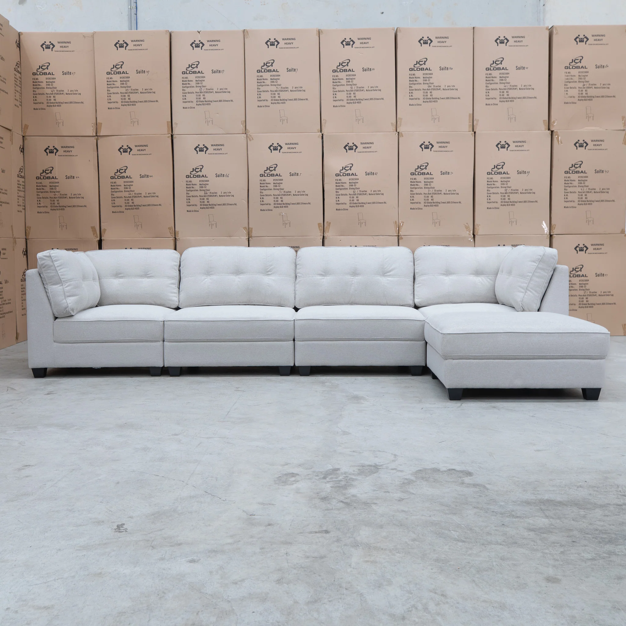 Malta Modular Corner Lounge with Ottoman - Oat - Image 12