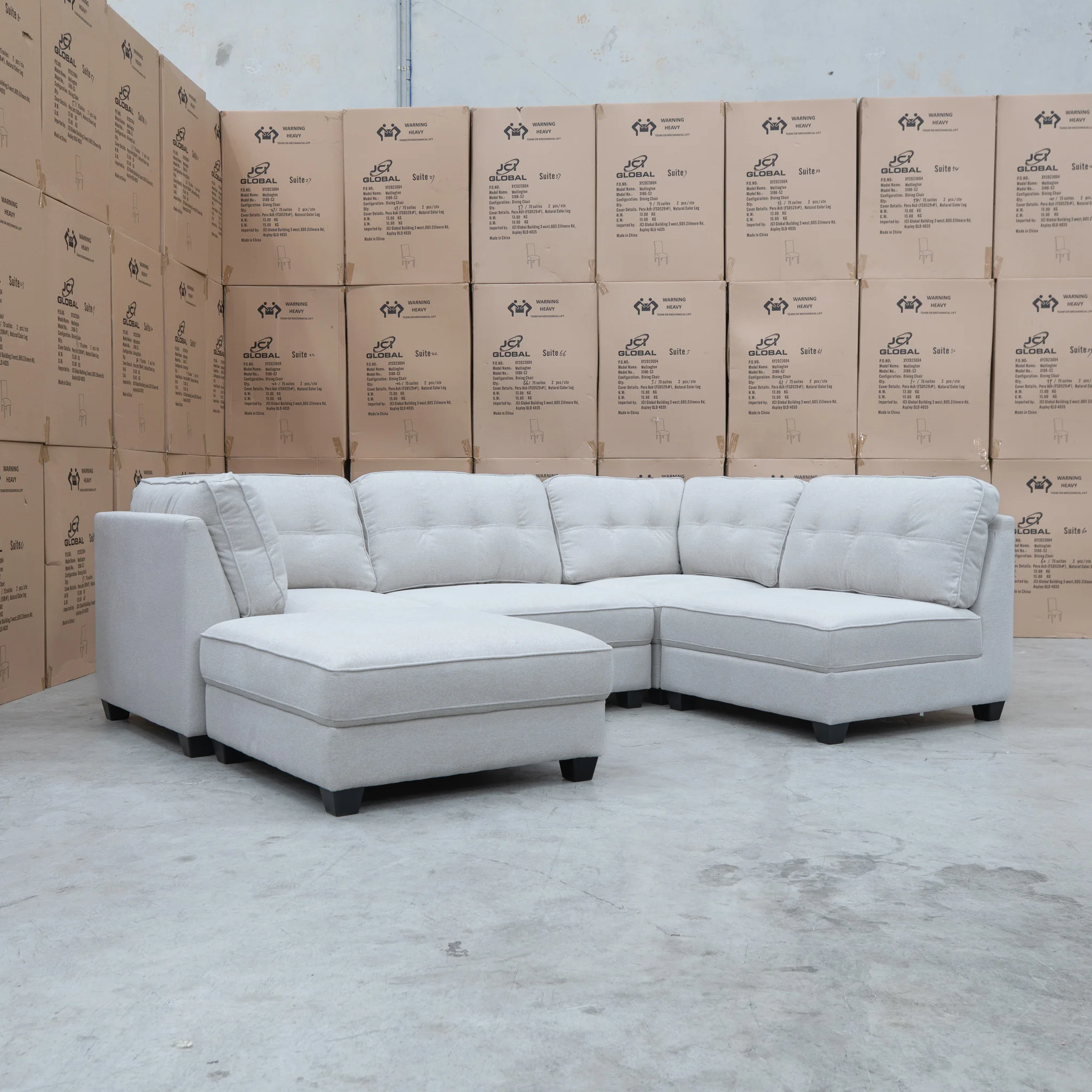 Malta Modular Corner Lounge with Ottoman - Oat - Image 13