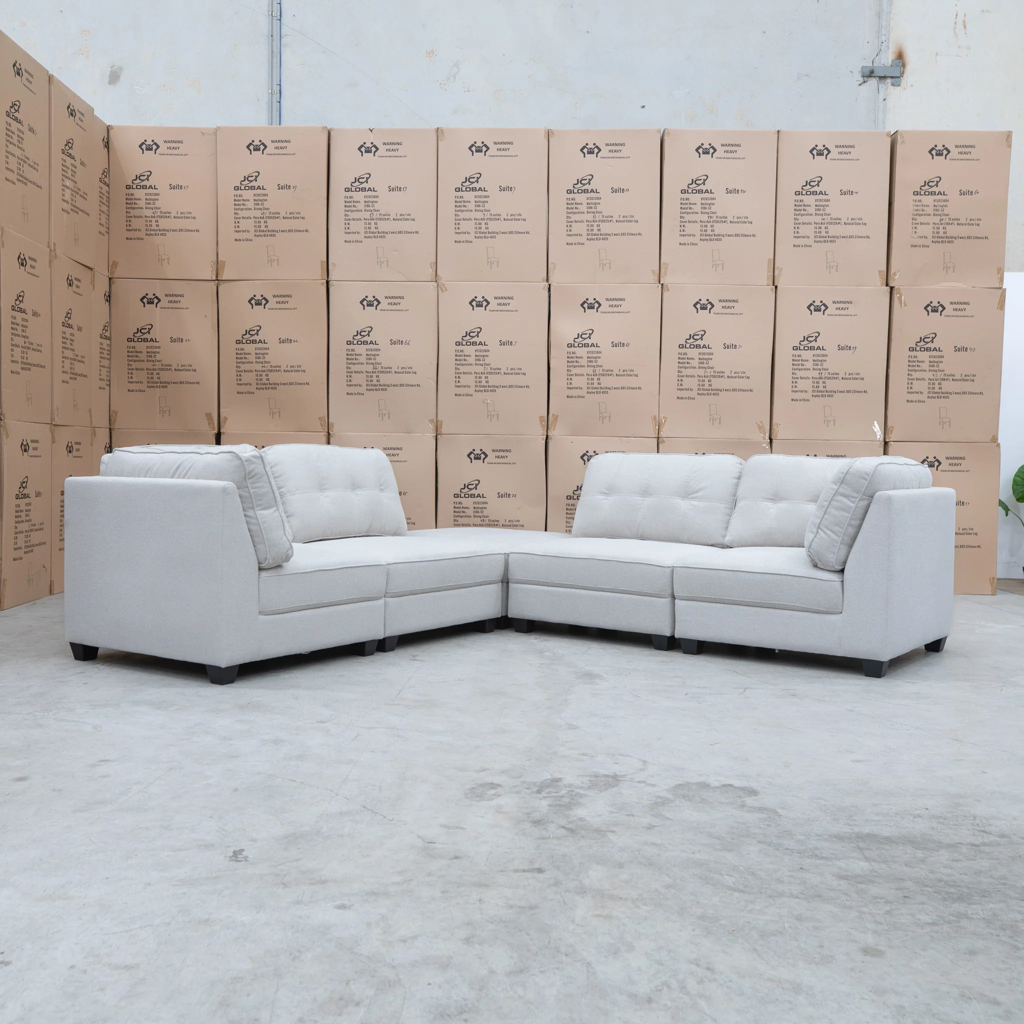 Malta Modular Corner Lounge with Ottoman - Oat - Image 3