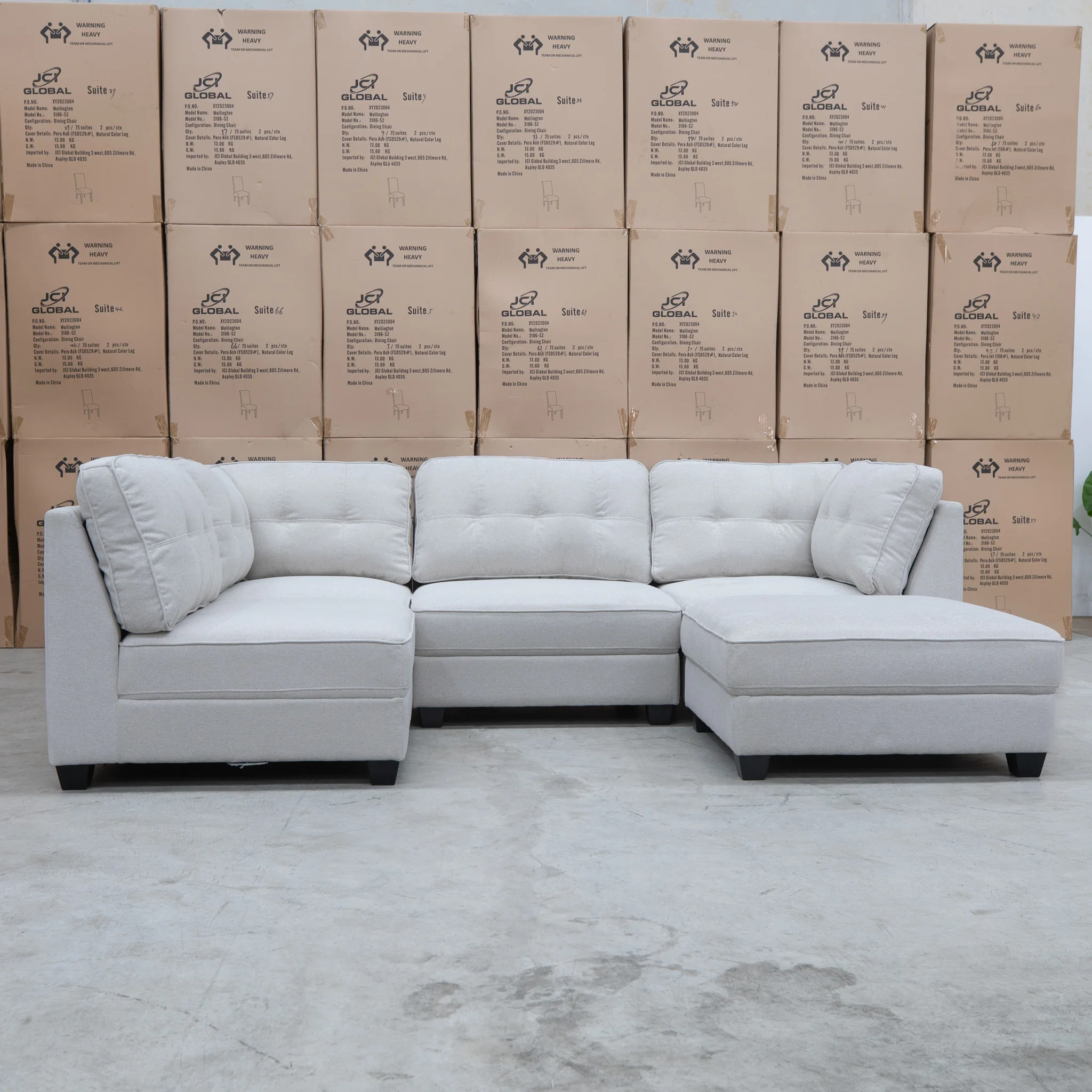 Malta Modular Corner Lounge with Ottoman - Oat - Image 4