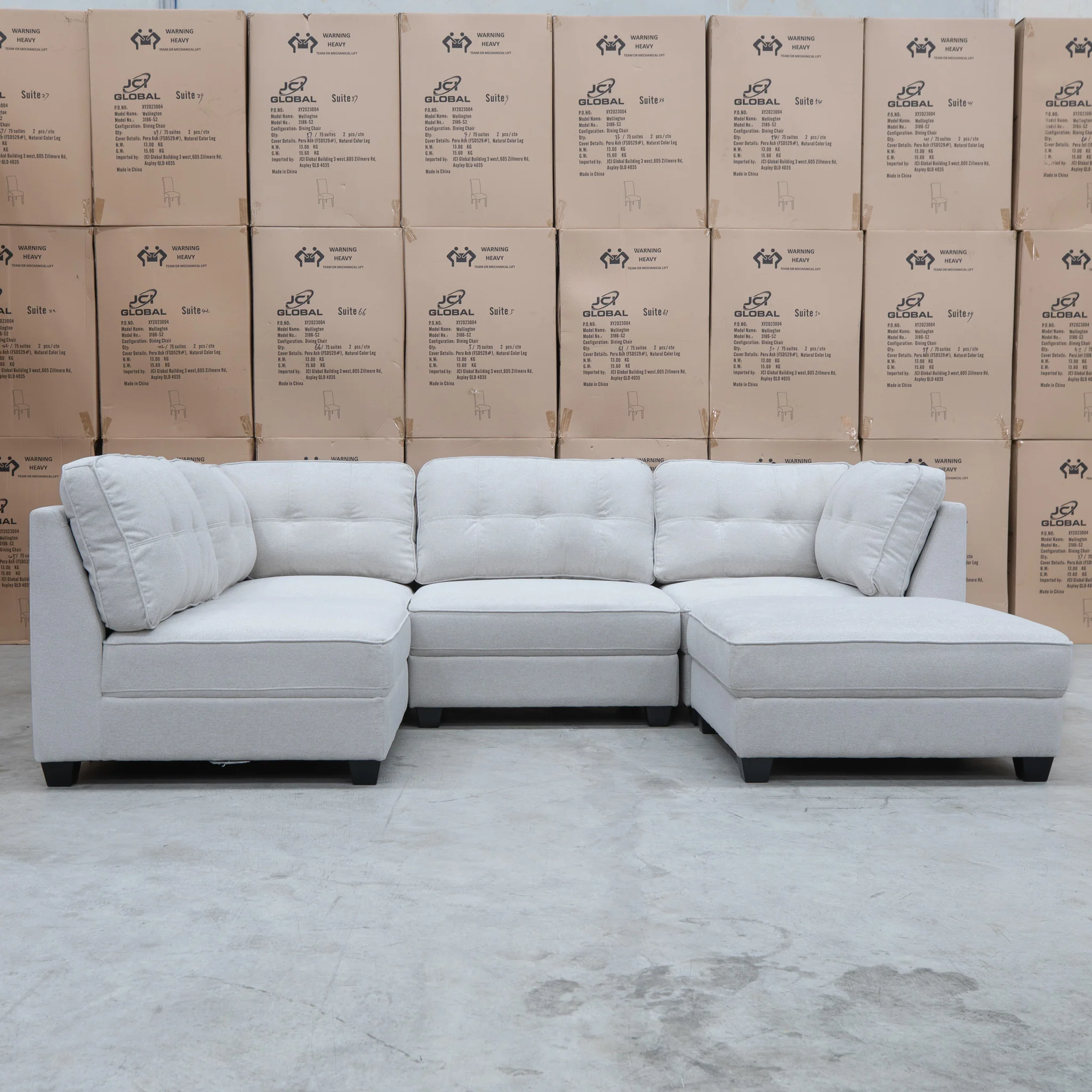 Malta Modular Corner Lounge with Ottoman - Oat - Image 5