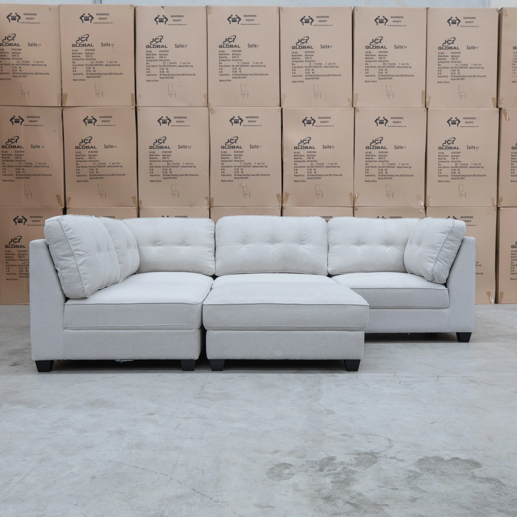 Malta Modular Corner Lounge with Ottoman - Oat - Image 6