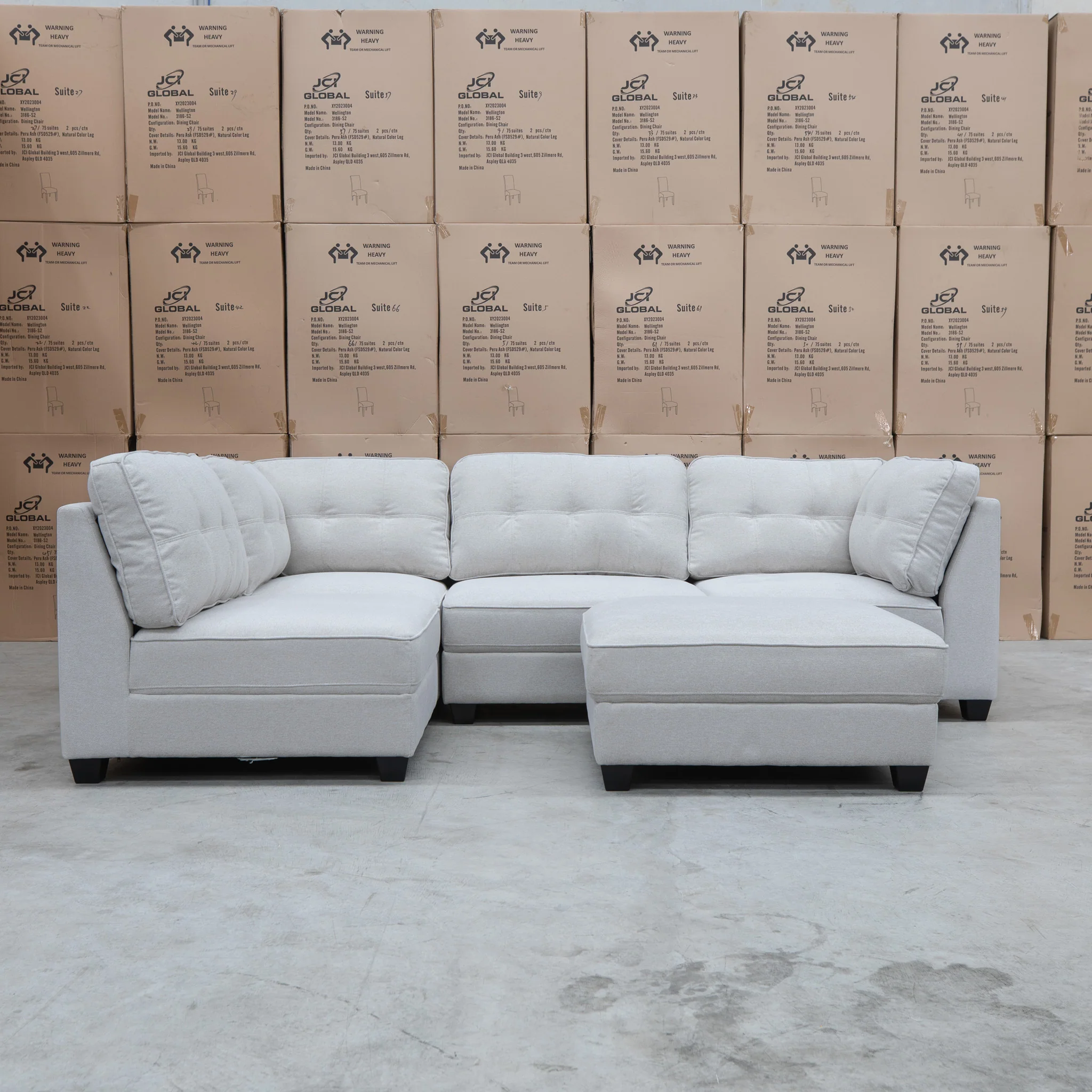 Malta Modular Corner Lounge with Ottoman - Oat - Image 7