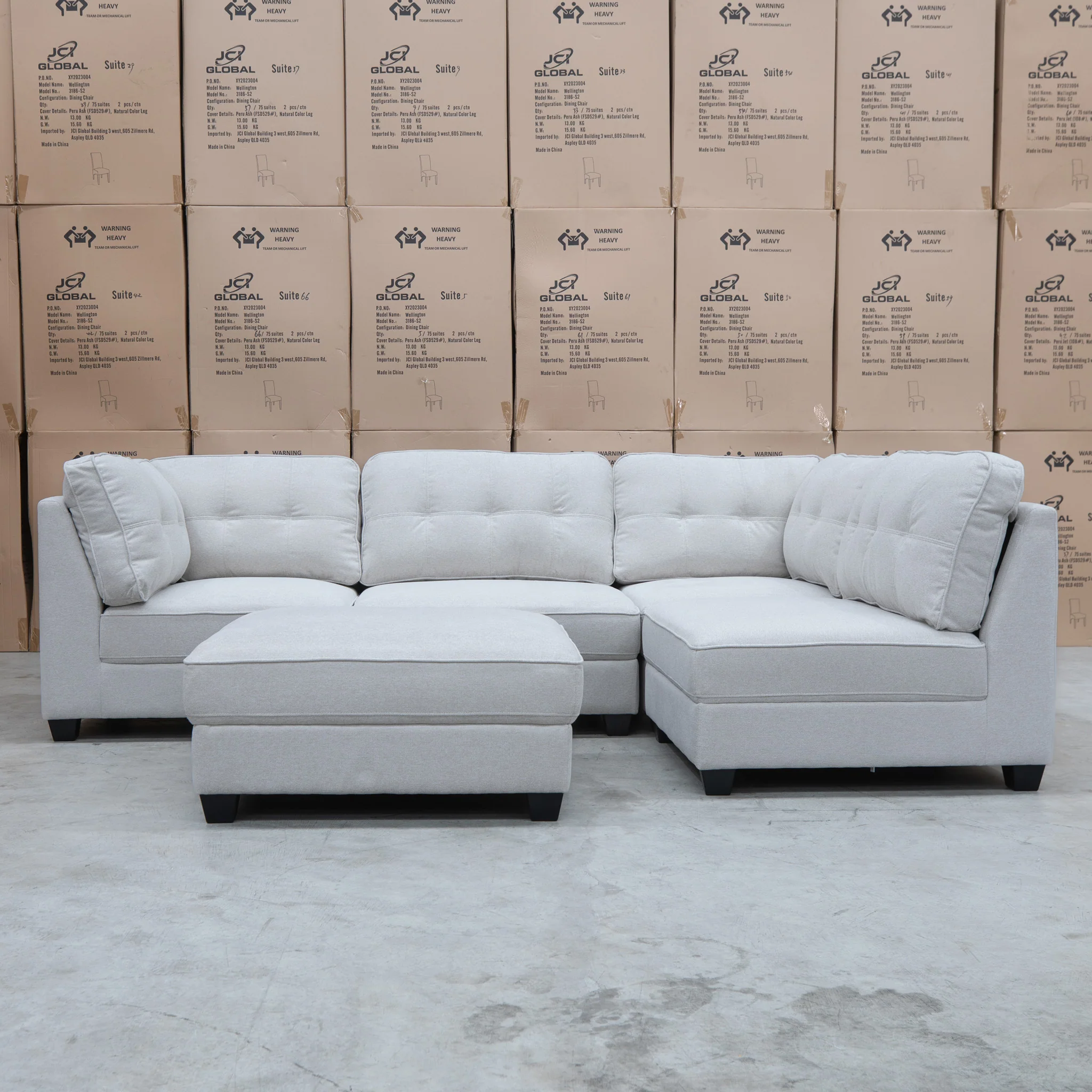 Malta Modular Corner Lounge with Ottoman - Oat - Image 8