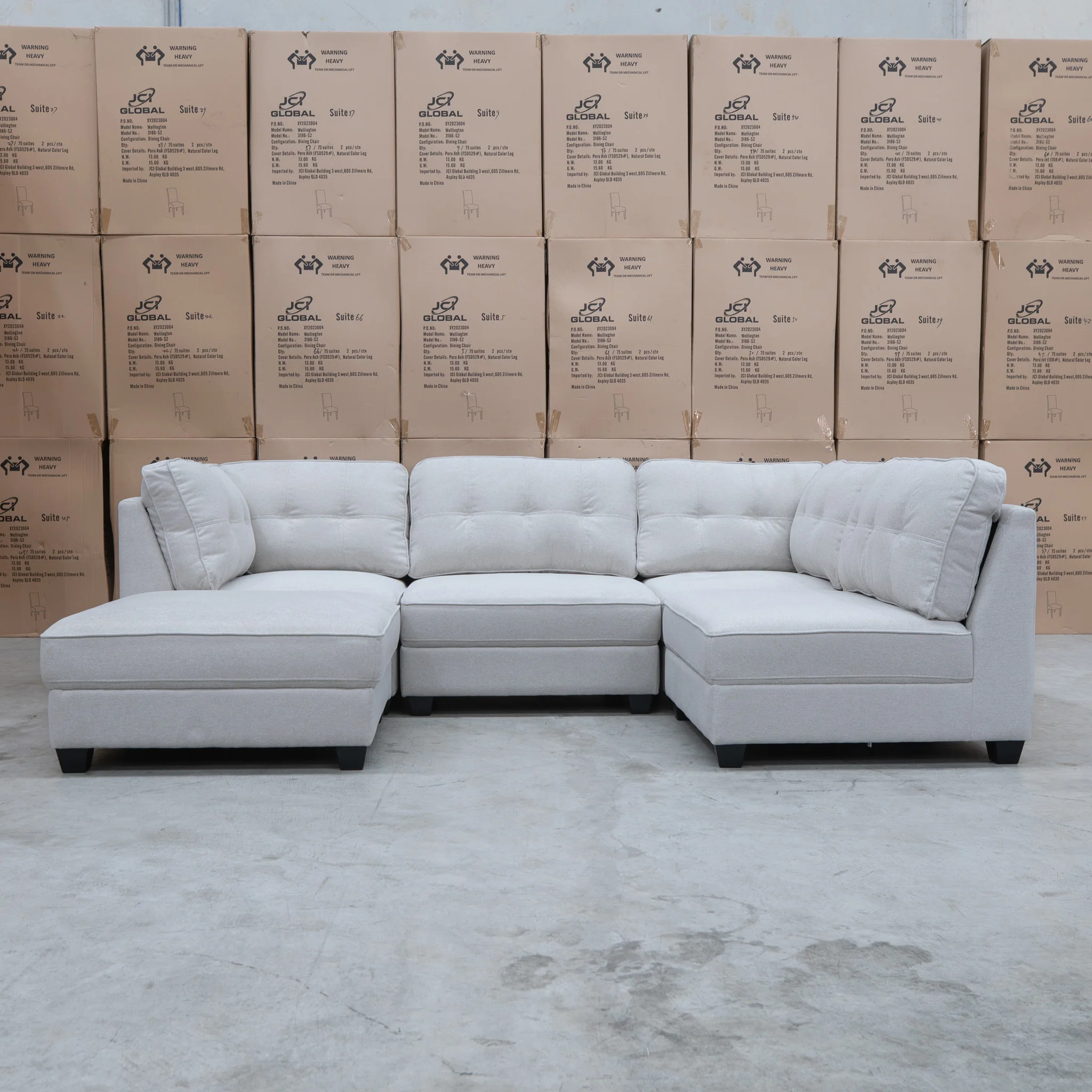 Malta Modular Corner Lounge with Ottoman - Oat - Image 9