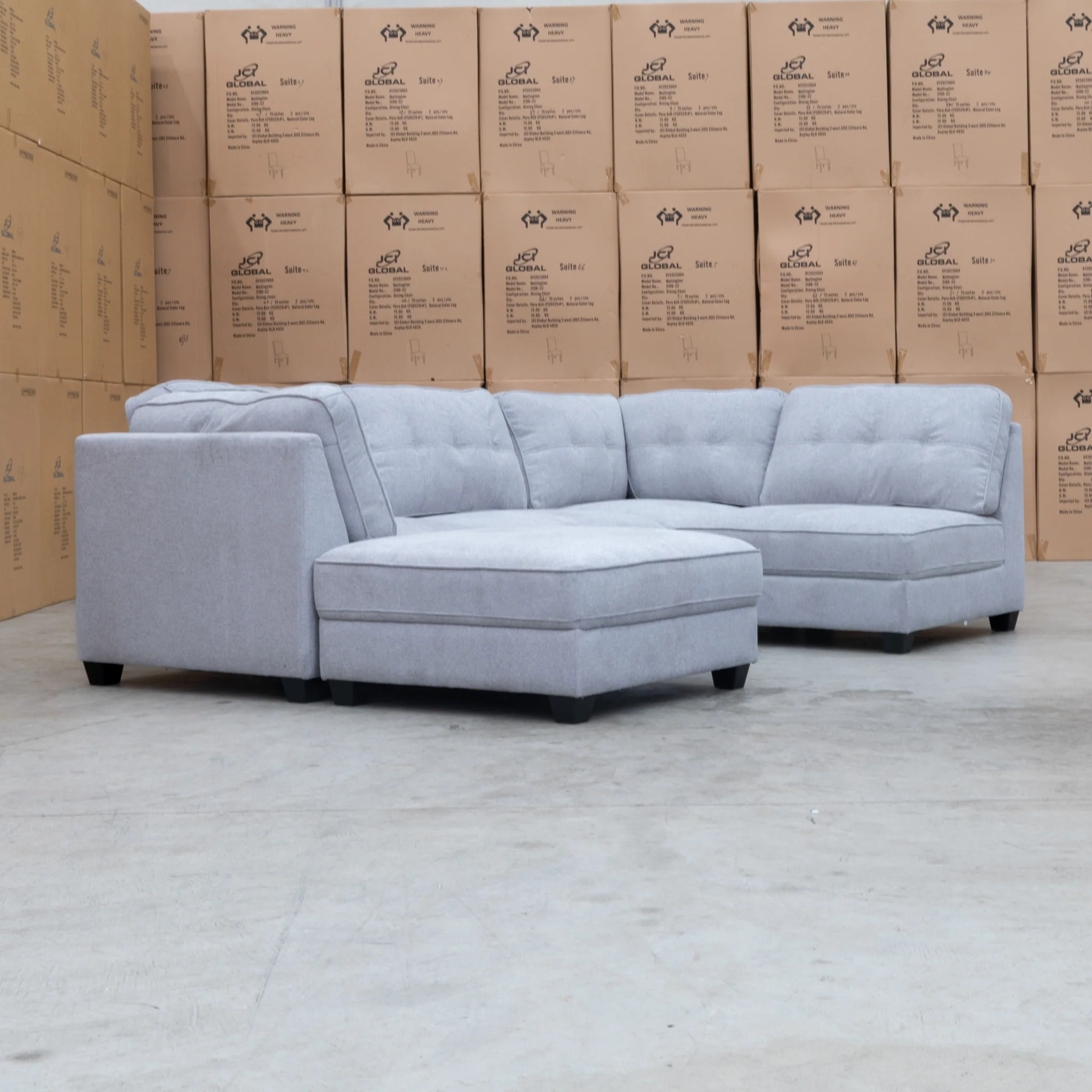 Malta Modular Corner Lounge with Ottoman - Silver - Image 3