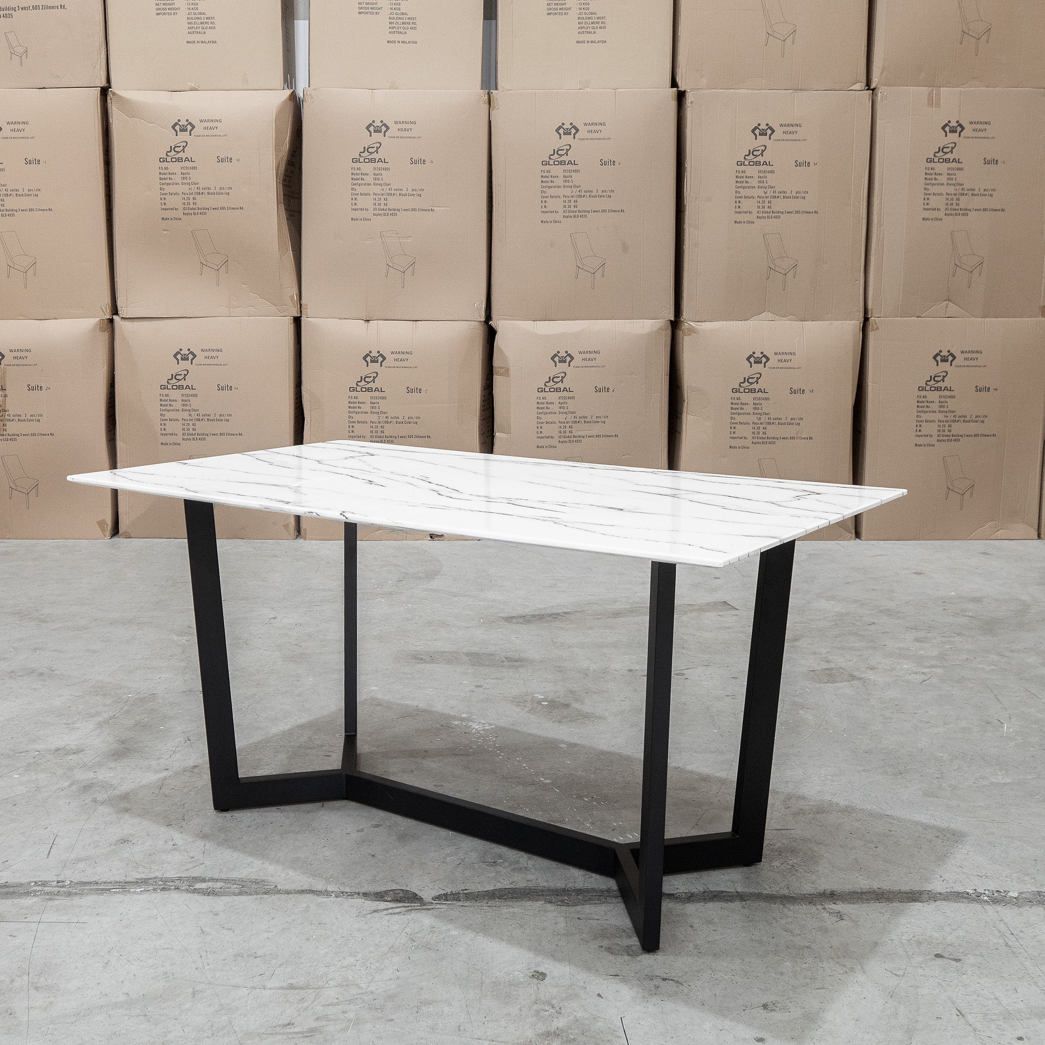 New York 180cm Carrara Marble Dining Table - Image 5