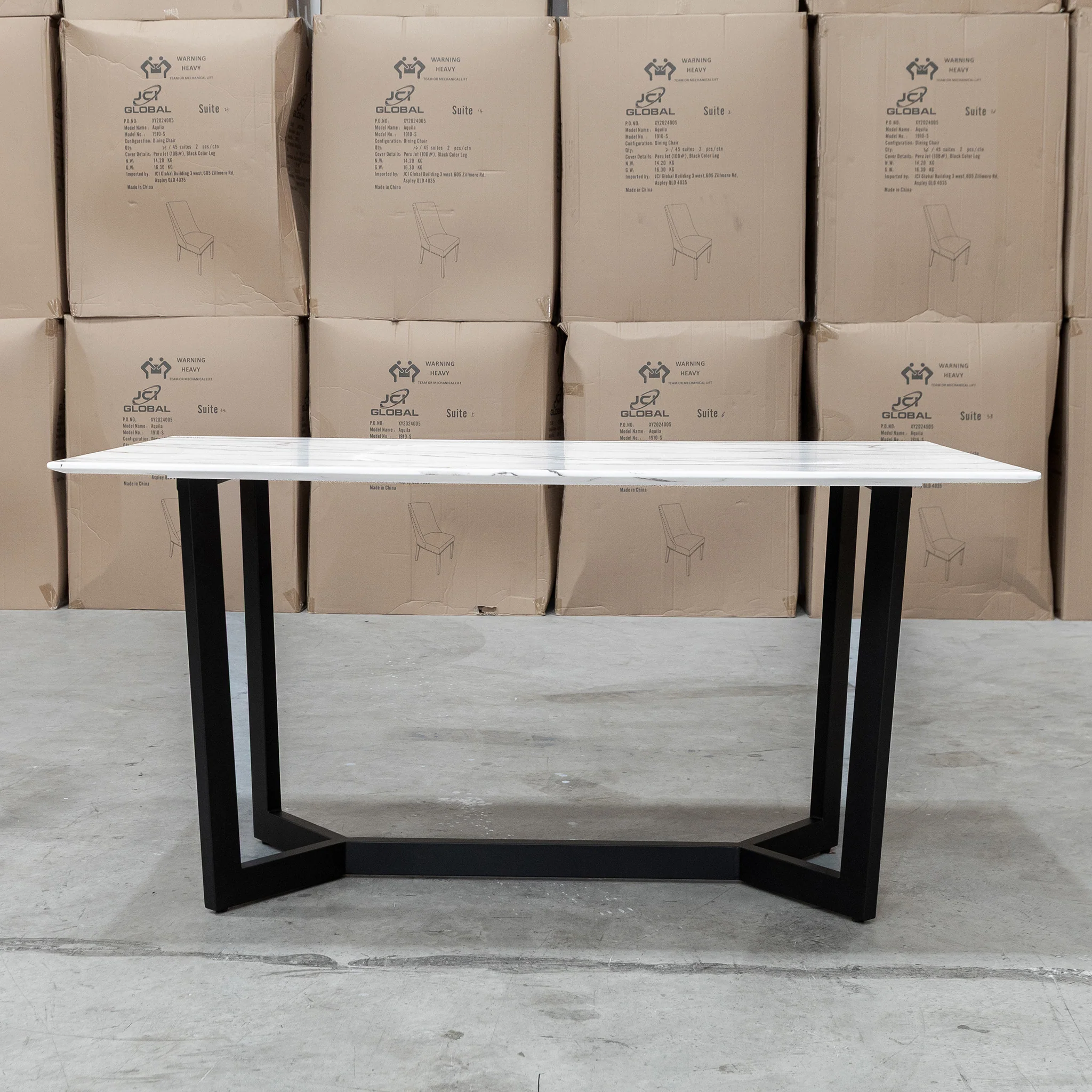 New York 180cm Carrara Marble Dining Table - Image 7