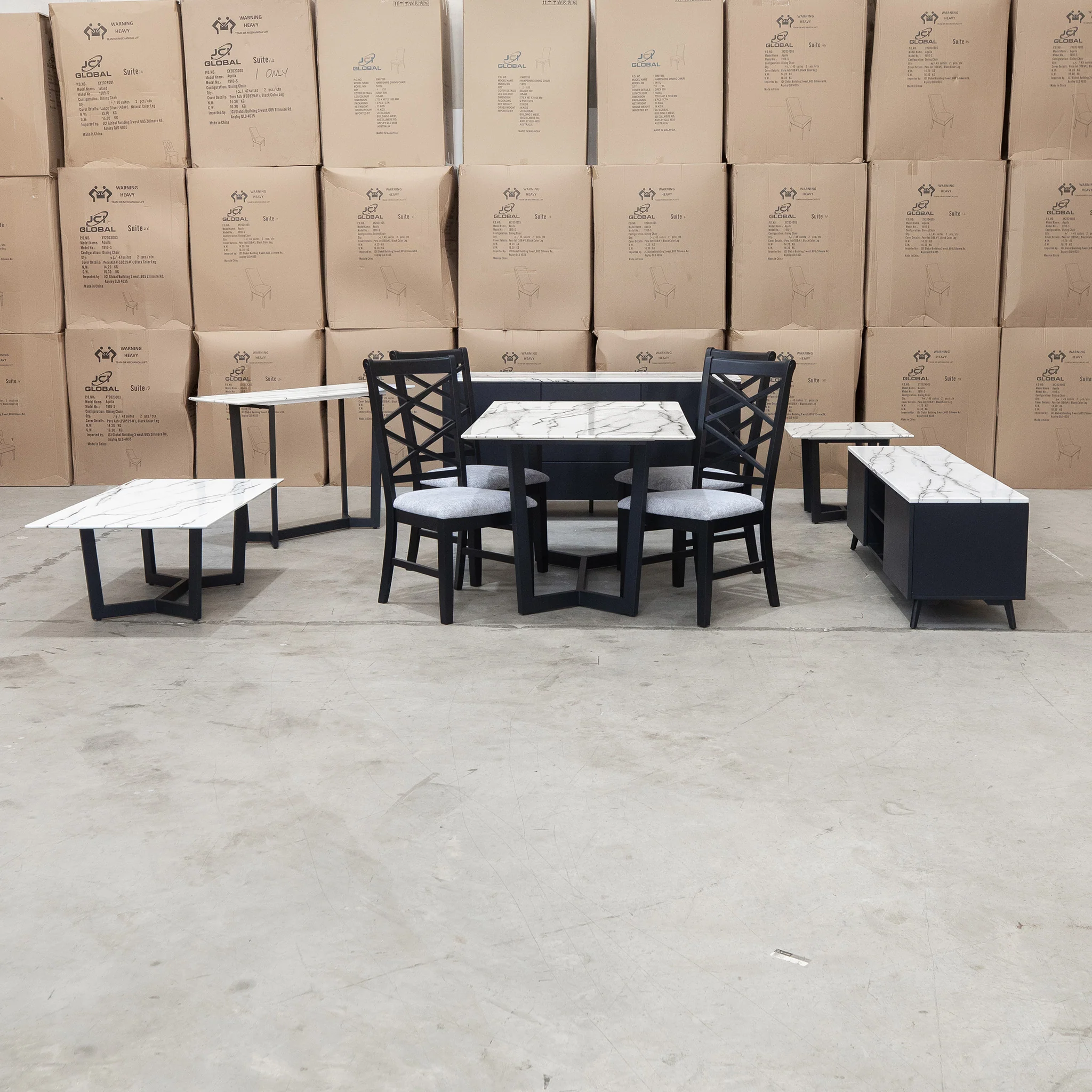 New York 180cm Carrara Marble Dining Table - Image 9