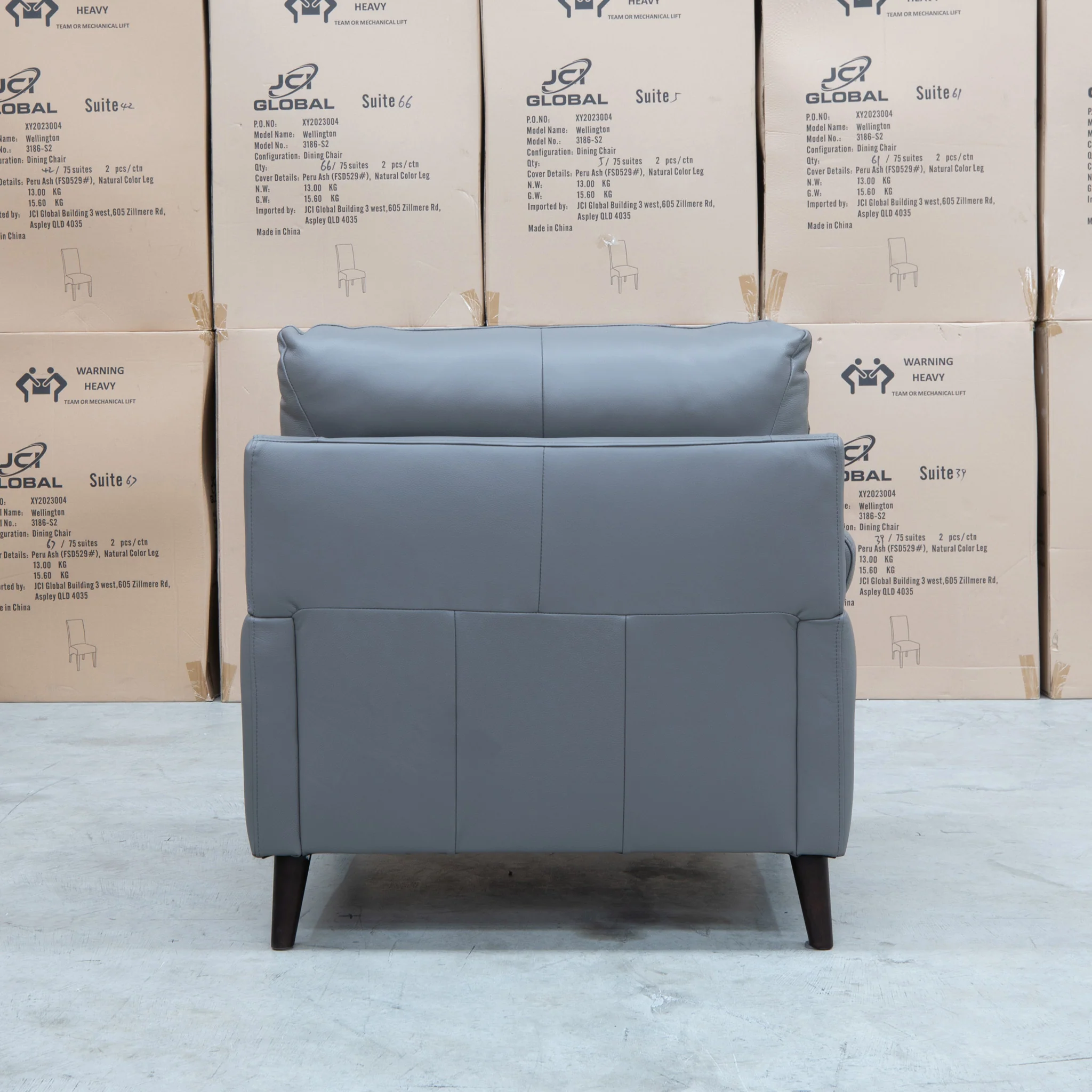Sabino Leather Single Armchair - Dark Grey - Image 5