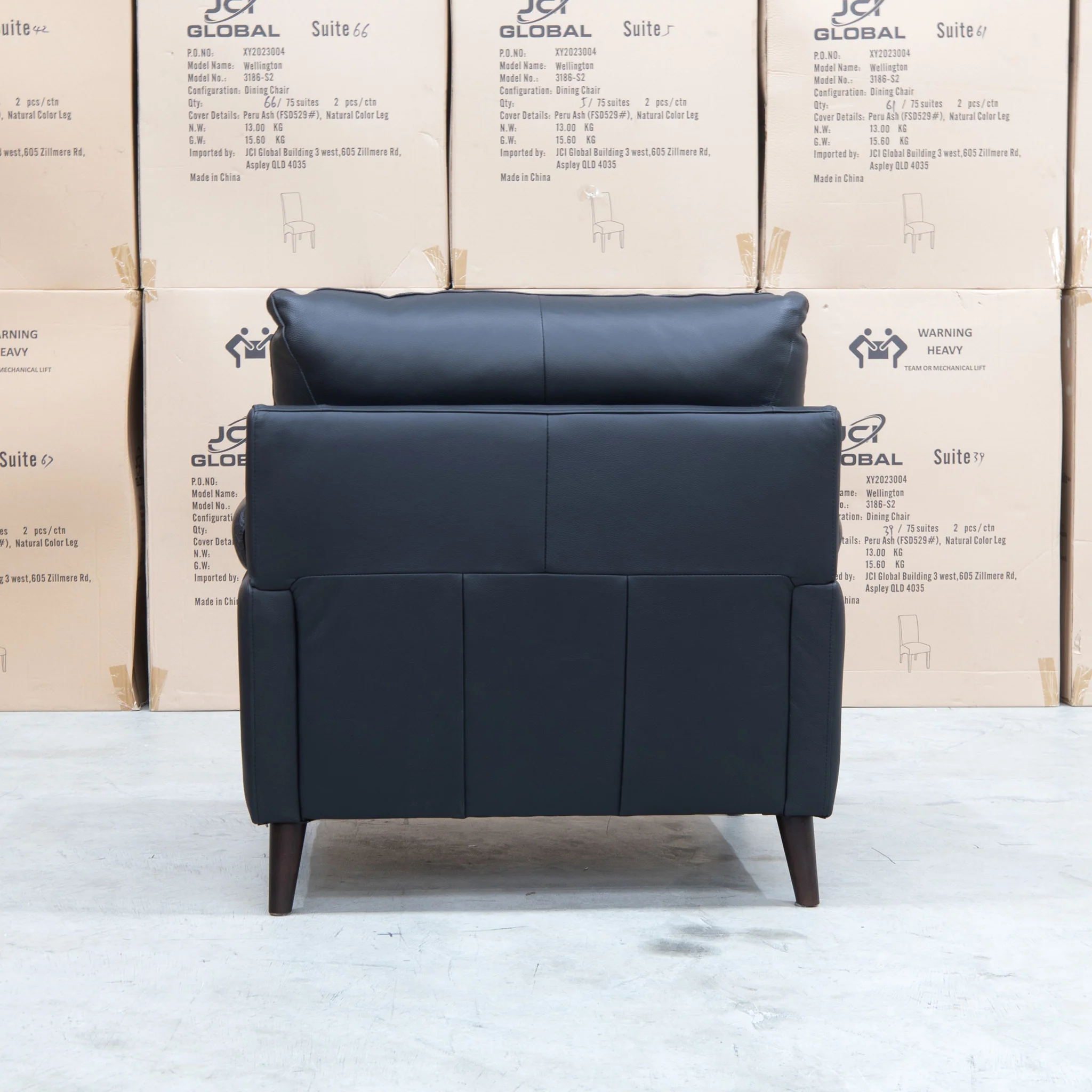 Sabino Leather Single Armchair - Jet Black - Image 4