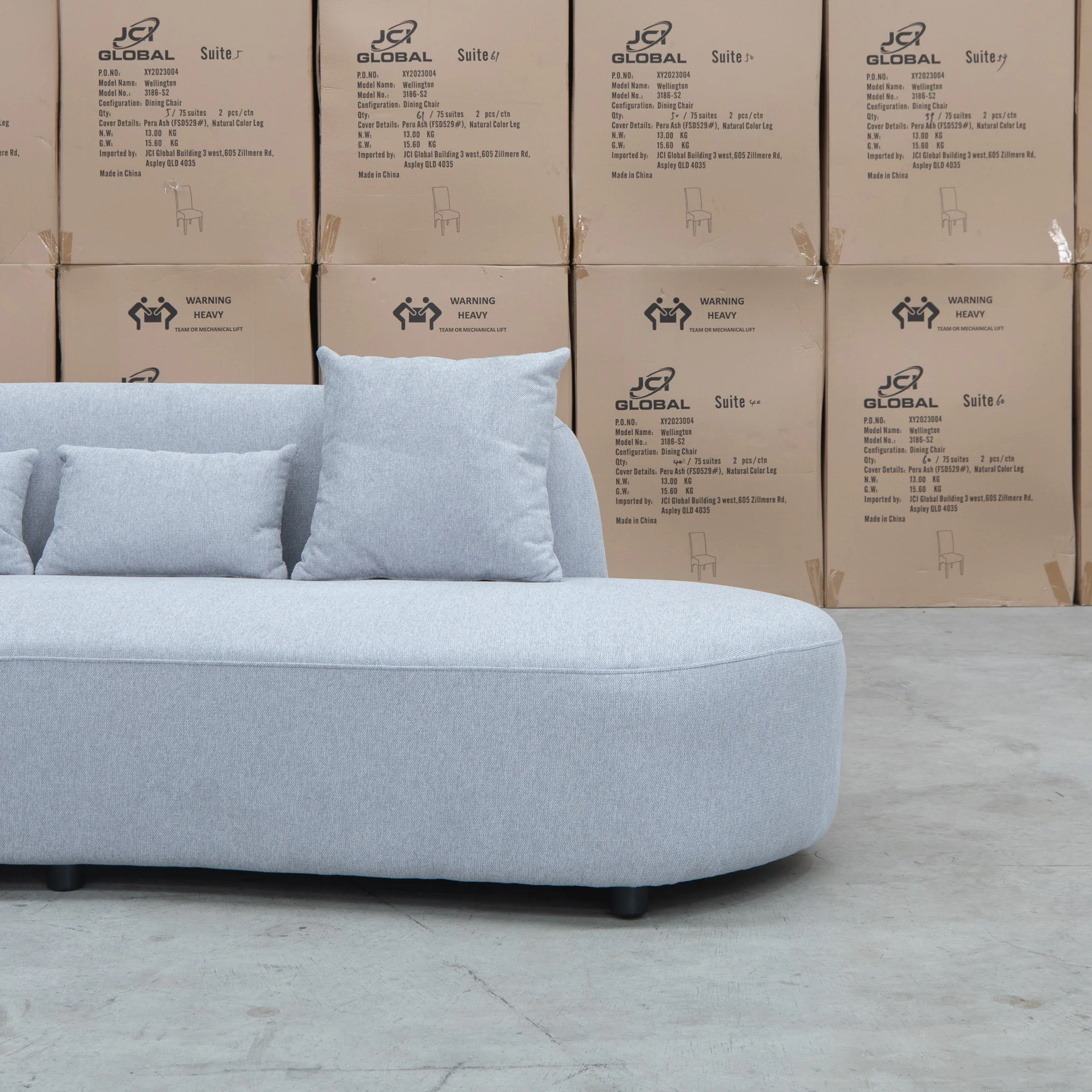 Santorini Curved Chaise Sofa - Lance Silver - Image 4