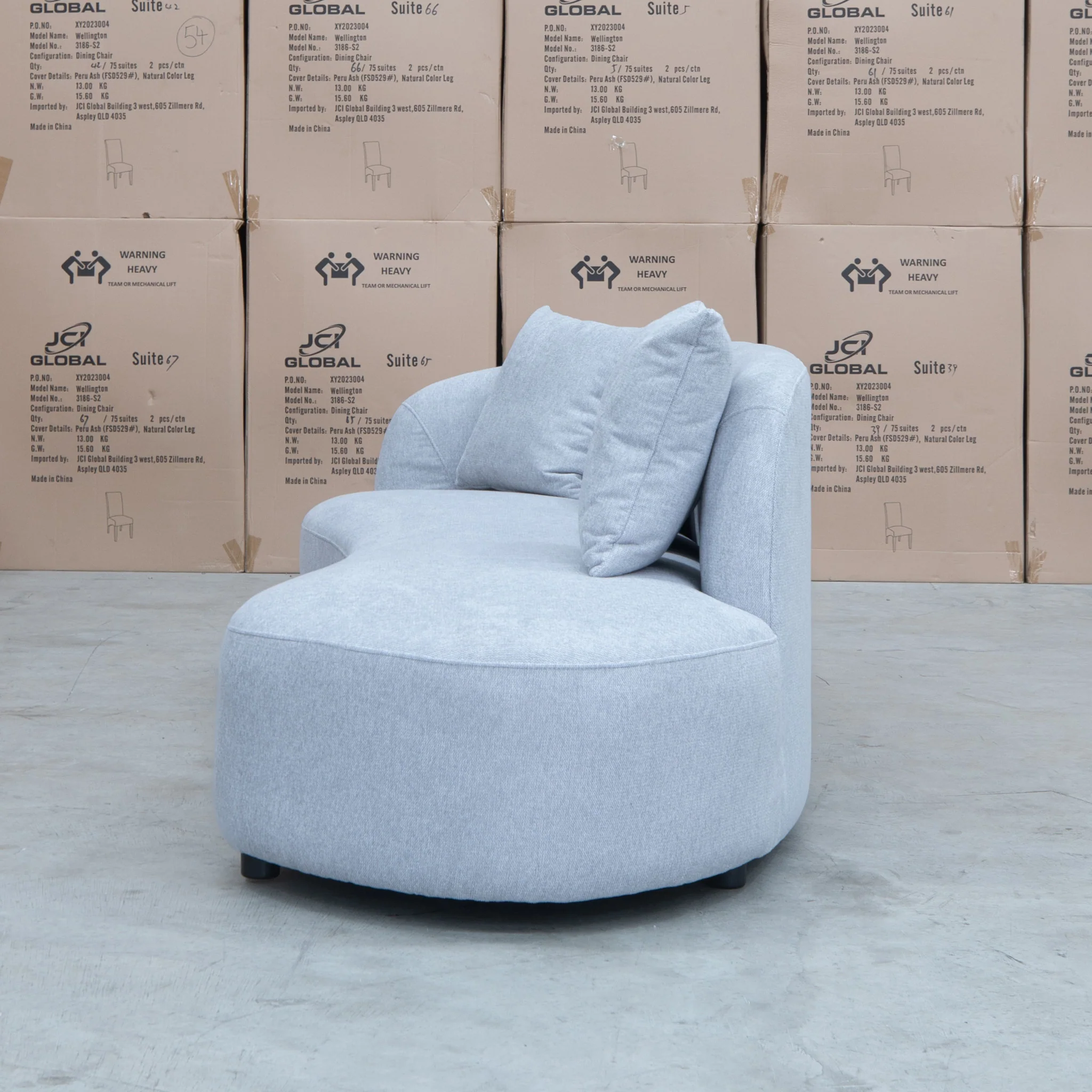 Santorini Curved Chaise Sofa - Lance Silver - Image 6