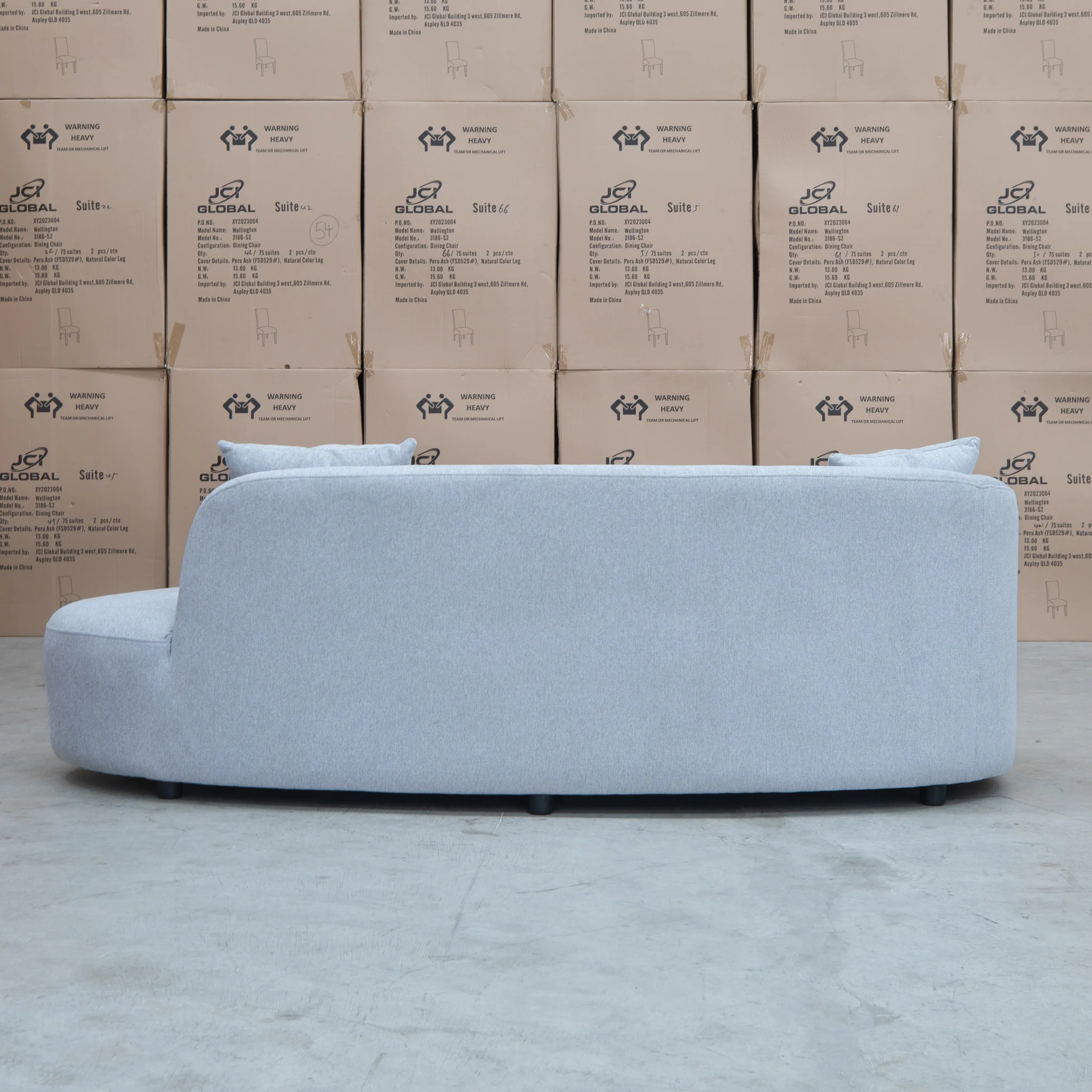 Santorini Curved Chaise Sofa - Lance Silver - Image 7