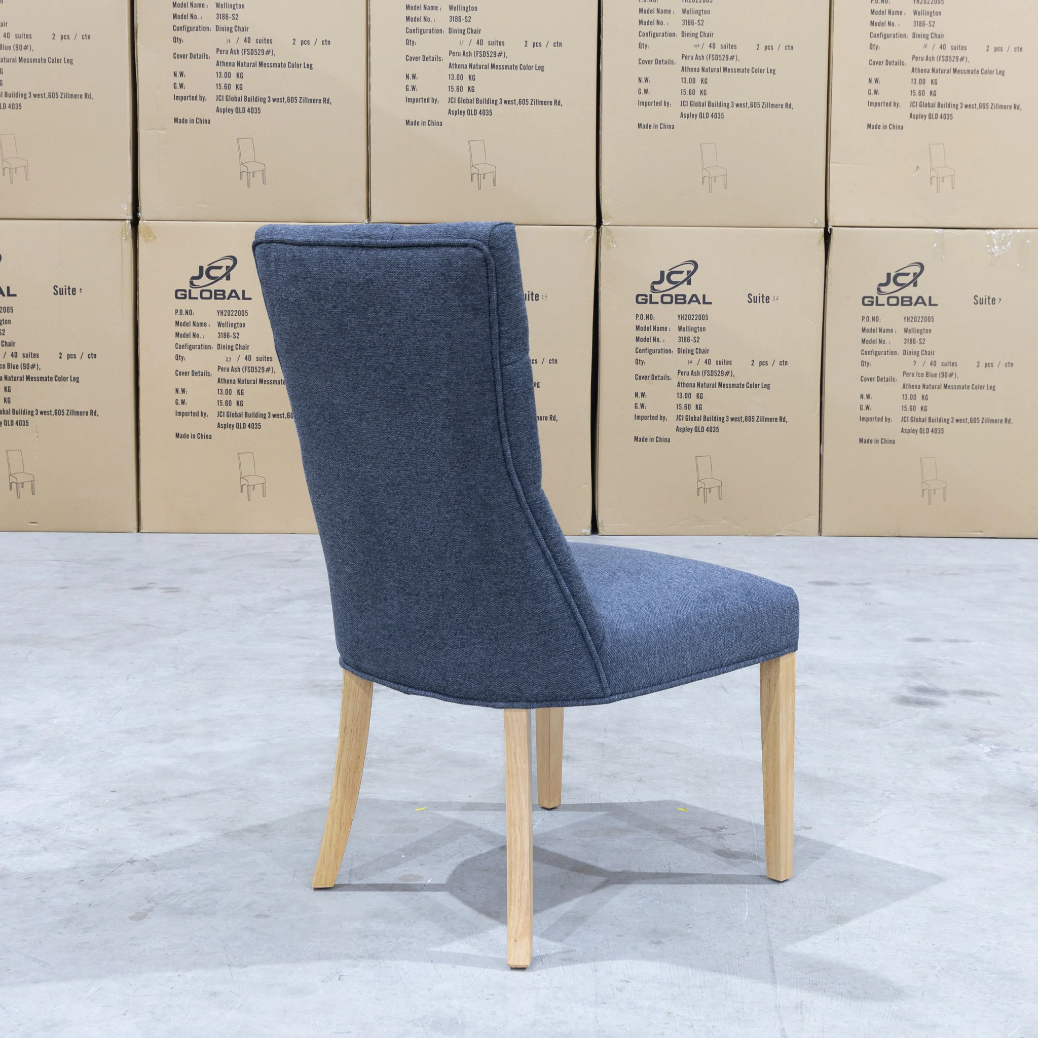 Semillon Upholstered Natural Frame Dining Chair - Charcoal - Image 4