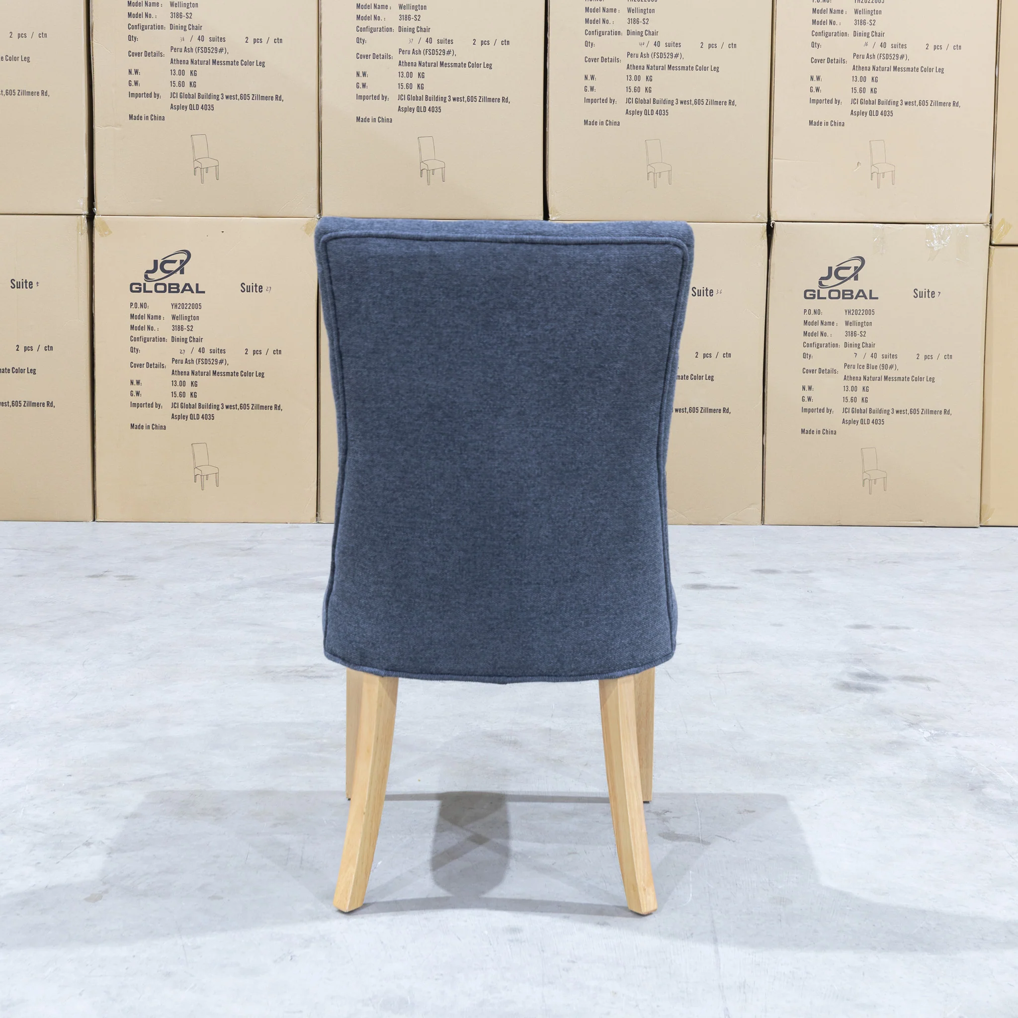 Semillon Upholstered Natural Frame Dining Chair - Charcoal - Image 5