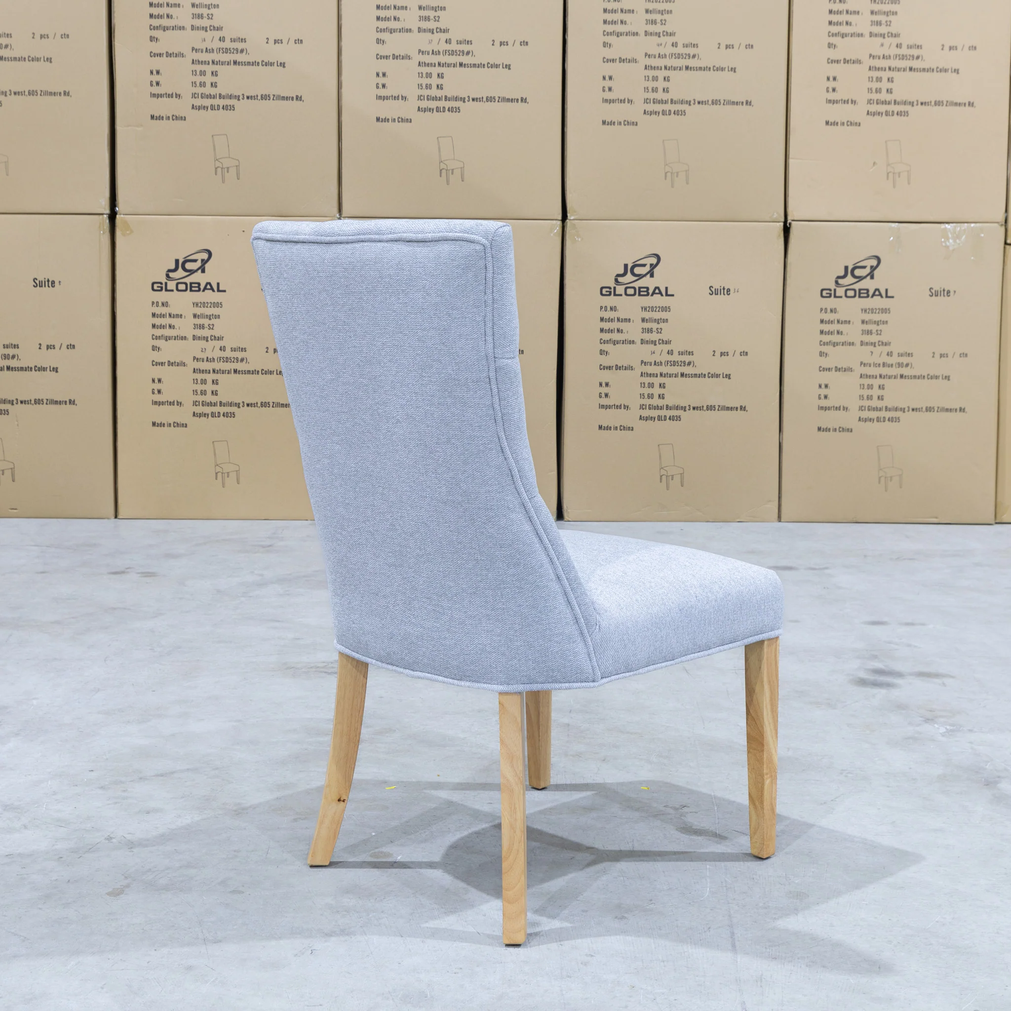 Semillon Upholstered Natural Frame Dining Chair - Silver - Image 4