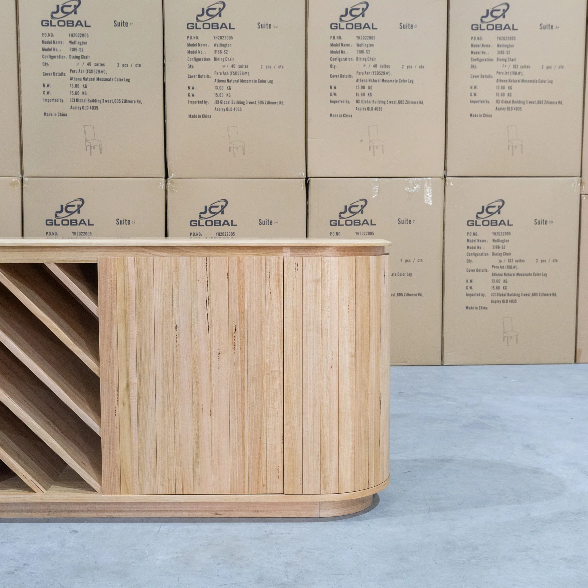 Semillon New Zealand Ash Buffet with Wine Storage - Natural - Image 11