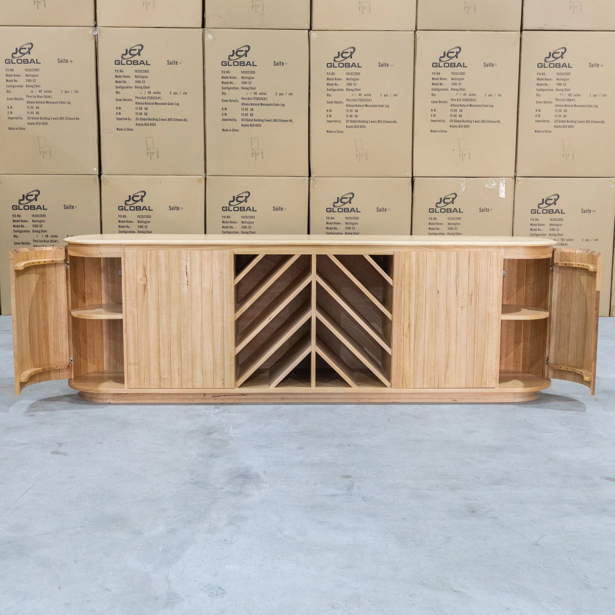 Semillon New Zealand Ash Buffet with Wine Storage - Natural - Image 4