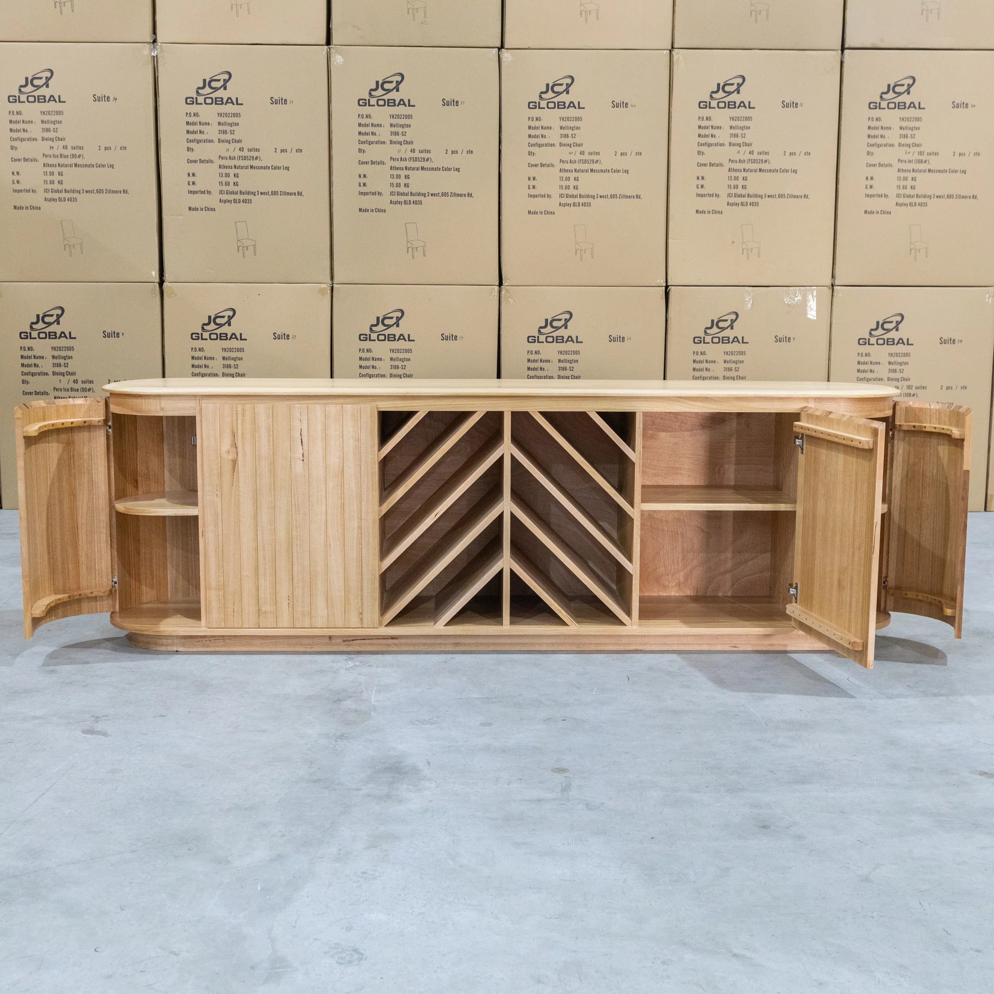 Semillon New Zealand Ash Buffet with Wine Storage - Natural - Image 5